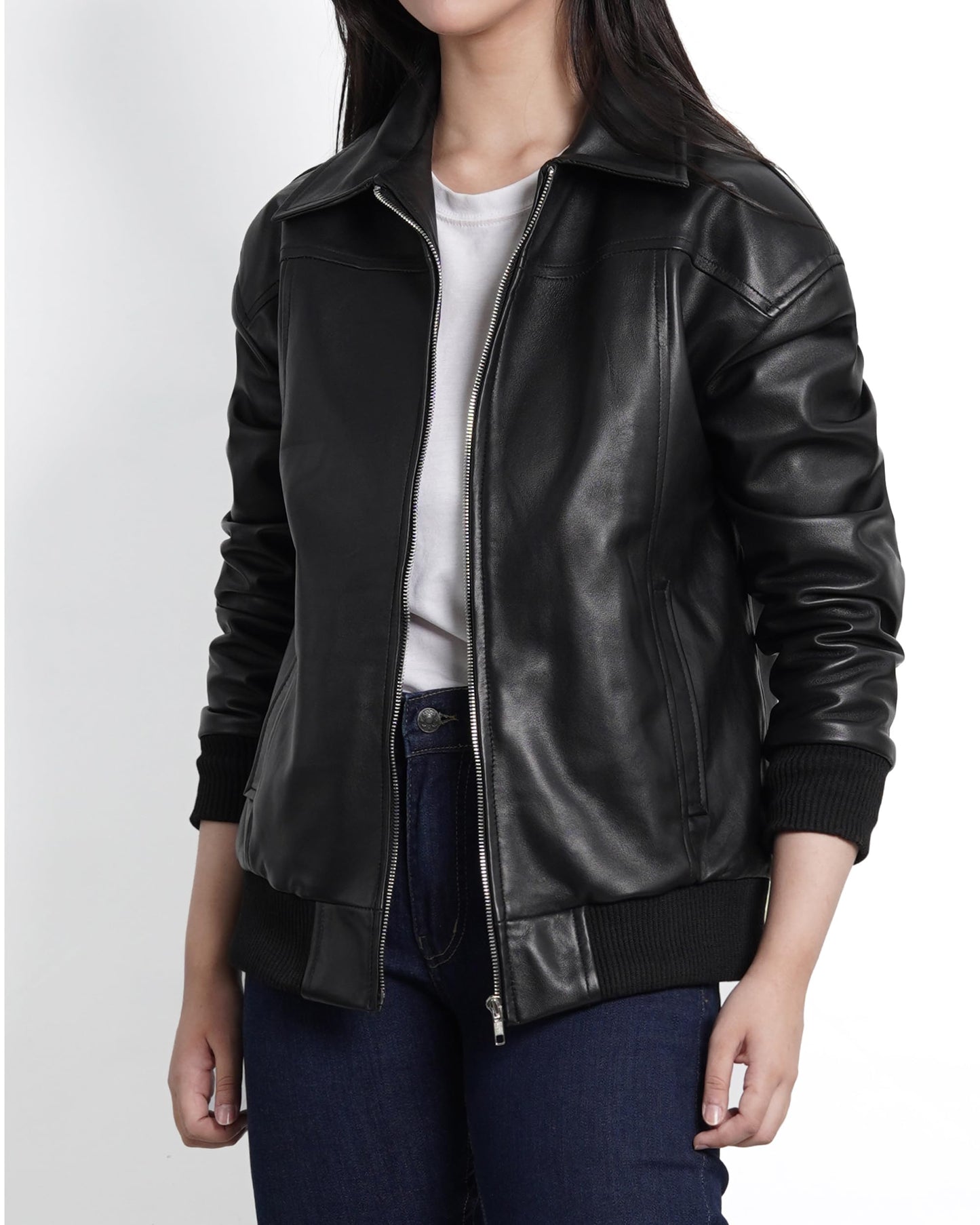 Decrum Disc Women Oversize Jacket - Leather Jacket Women | [1328573] Myrtle Blck, M
