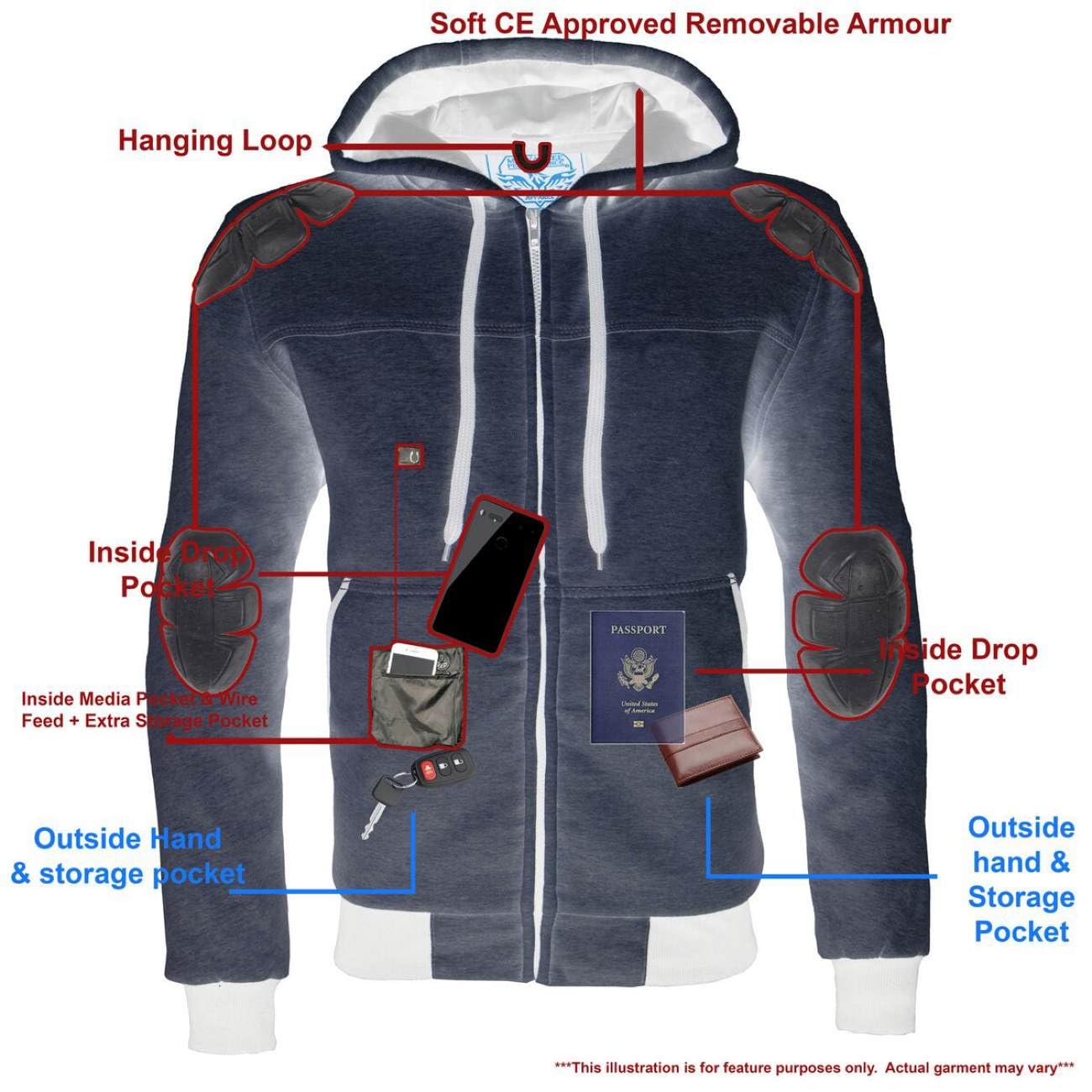 Milwaukee Leather Men's Streetguard Riding Hoodie - Aramid Reinforced with CE Shoulder and Elbow Armor