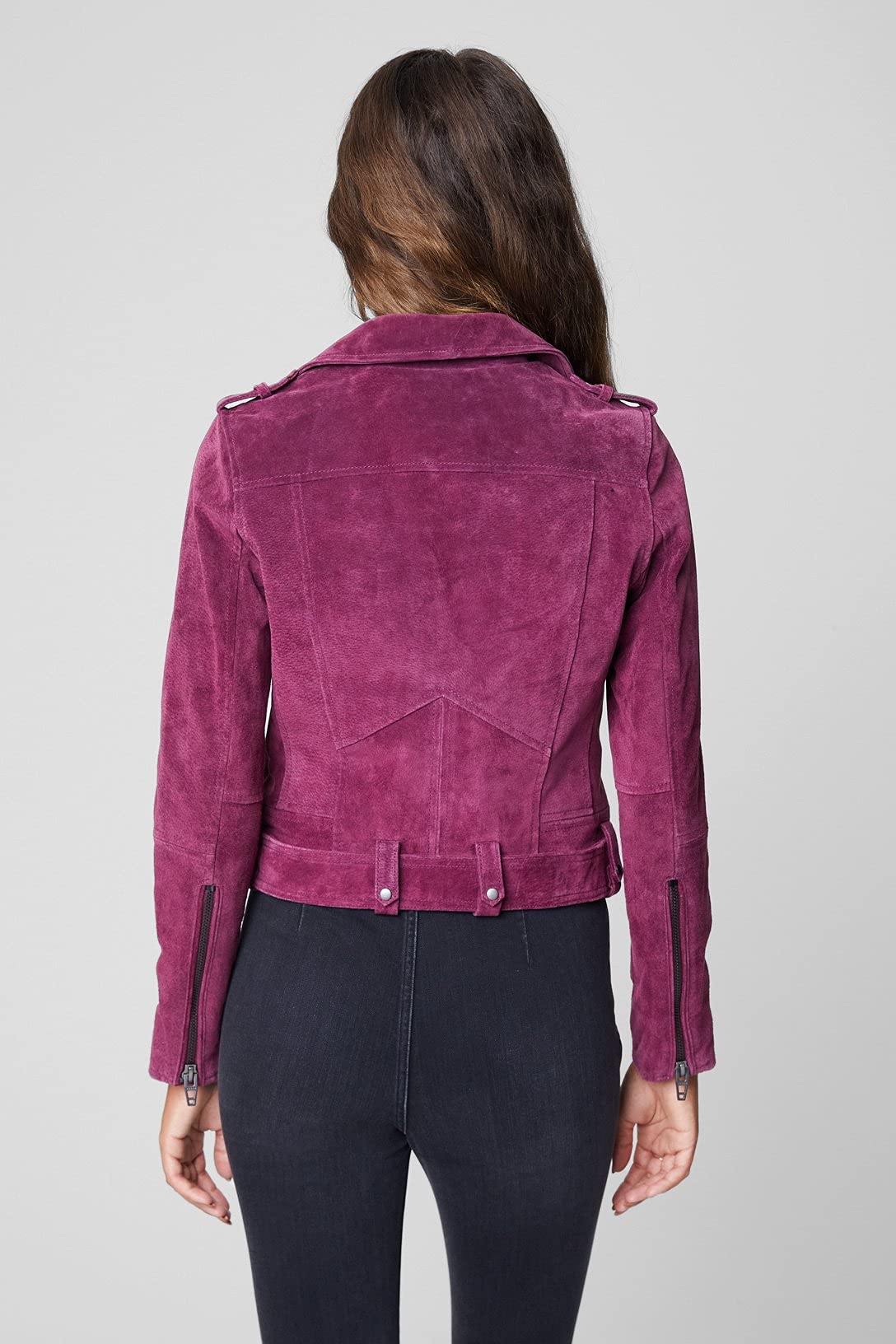 [BLANKNYC] womens Luxury Clothing Cropped Suede Leather Motorcycle Jackets, Comfortable & Stylish Coats, Wild Diamond, X-Small
