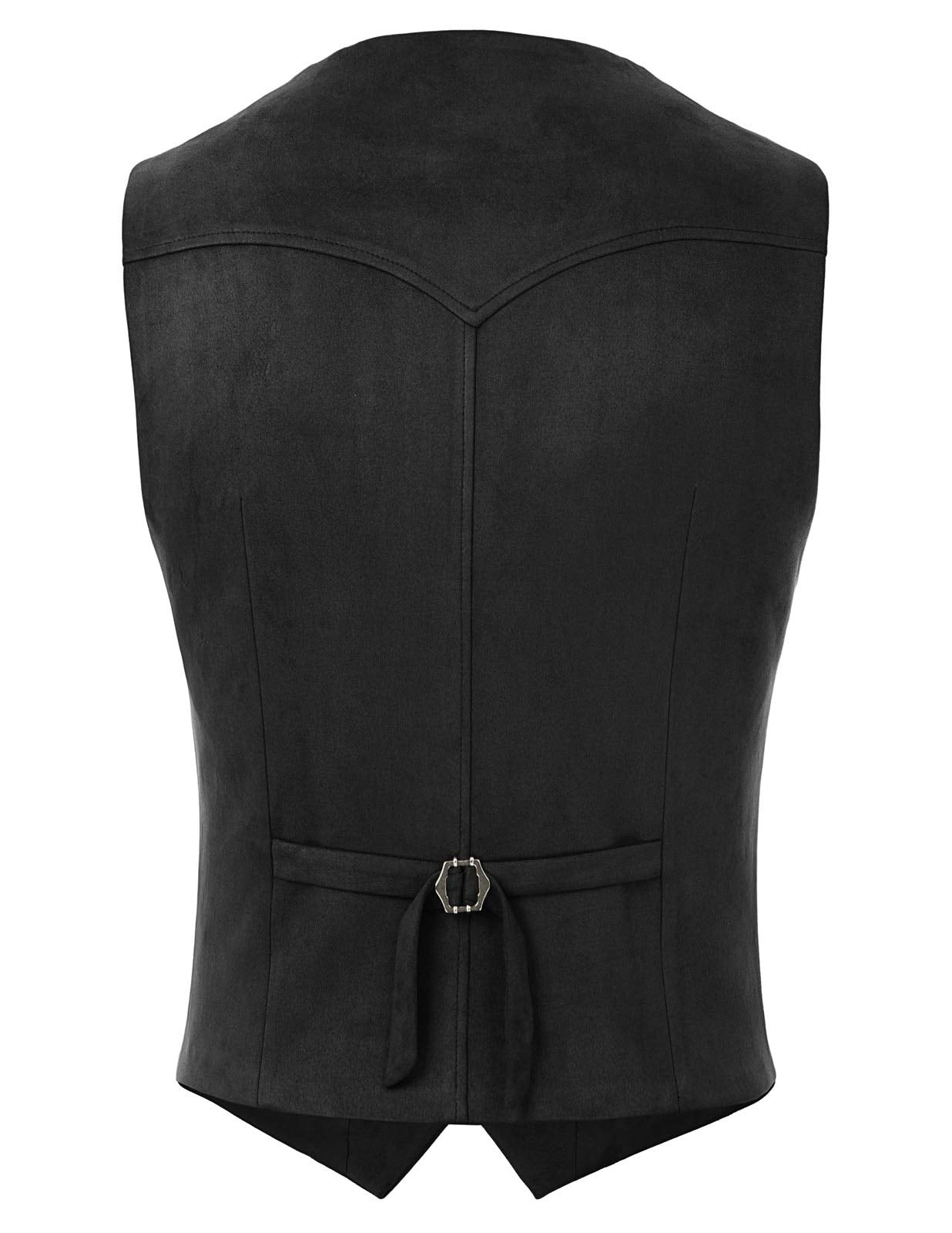 PJ PAUL JONES Men's Suede Leather Suit Vests Slim Fit V-Neck Western Cowboy Vest Jacket Waistcoat for Wedding