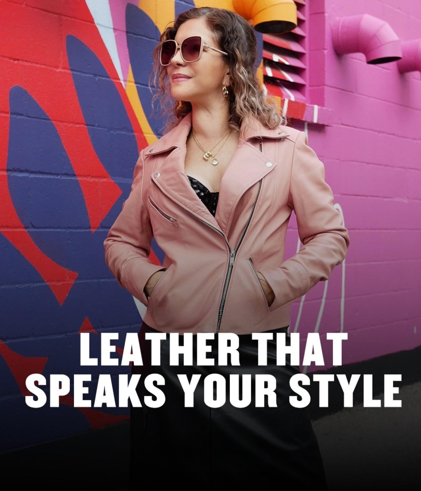 Decrum Women's Leather Jacket - Asymmetrical Style Pink Leather Jacket Women | [1324132] Ninfa Pnk, S