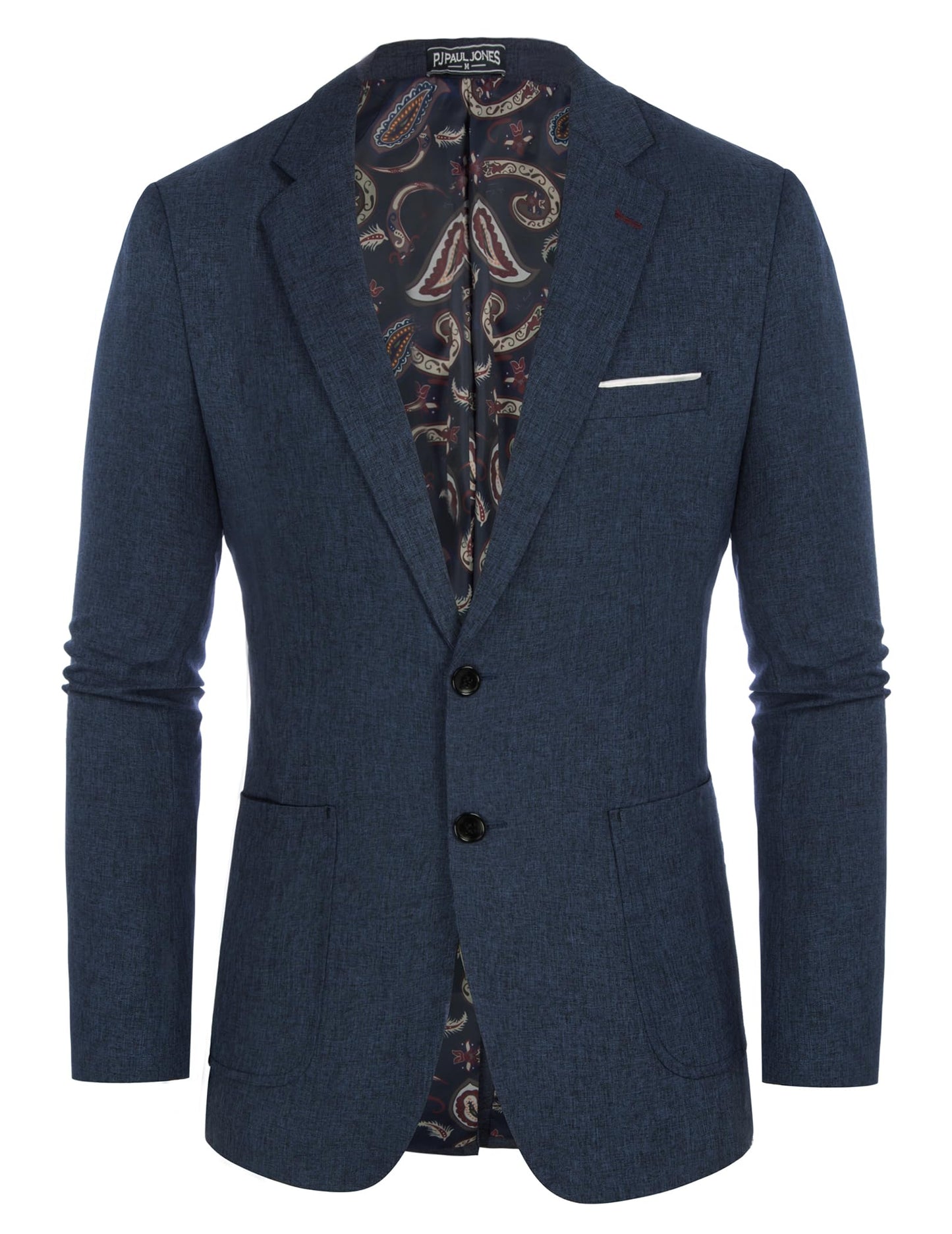 Mens Slim Fit 2 Button Blazer Notch Collar Suit Jacket Stretch Performance Sportcoat Navy