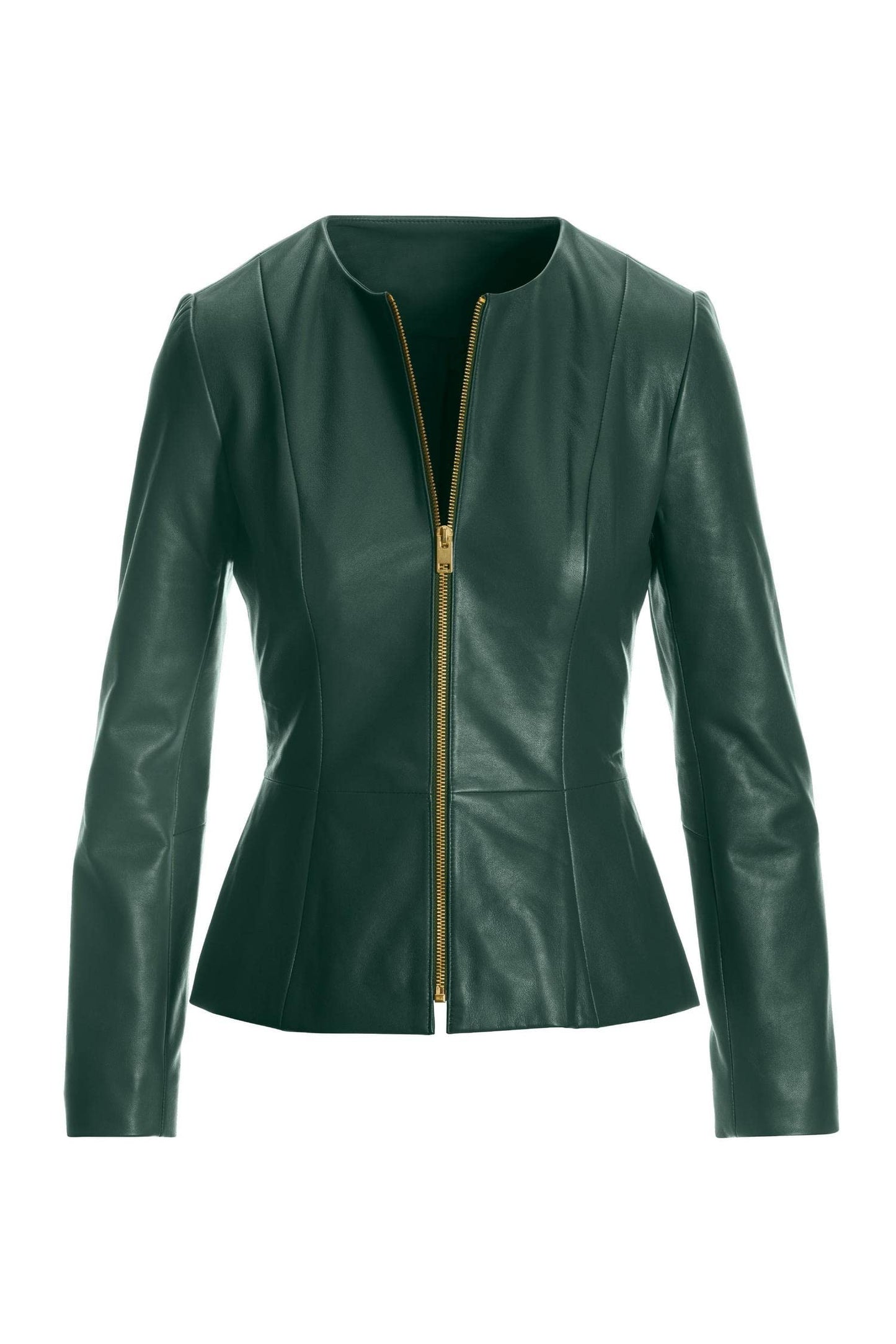 Captain Cory Women's Peplum Green Lambskin Leather Jacket, The Perfect Patrick's Day Outfit for Biker Babes and Classy Women's XLarge