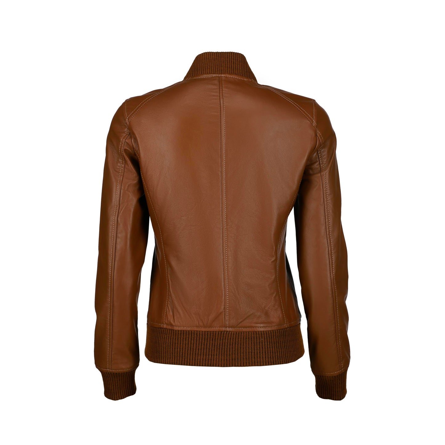 Jild Classical Zip Up Bomber Jacket Women - Casual Fashion Lightweight Moto Biker Windbreaker Zipper Real Leather Jacket Women (BW-Cog-M)