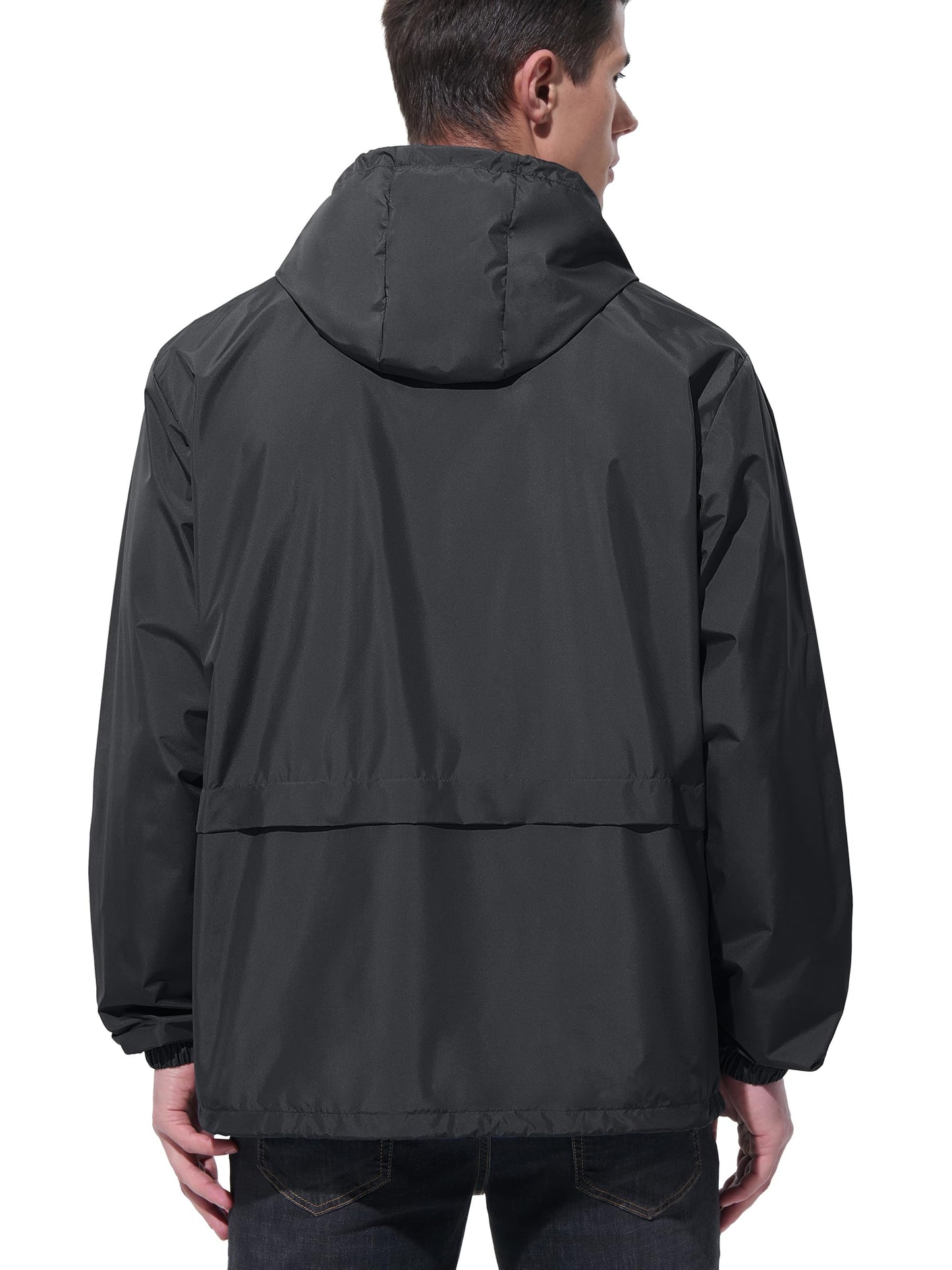 UIQUR Mens Rain Jacket Raincoat Waterproof Windbreaker Black XL