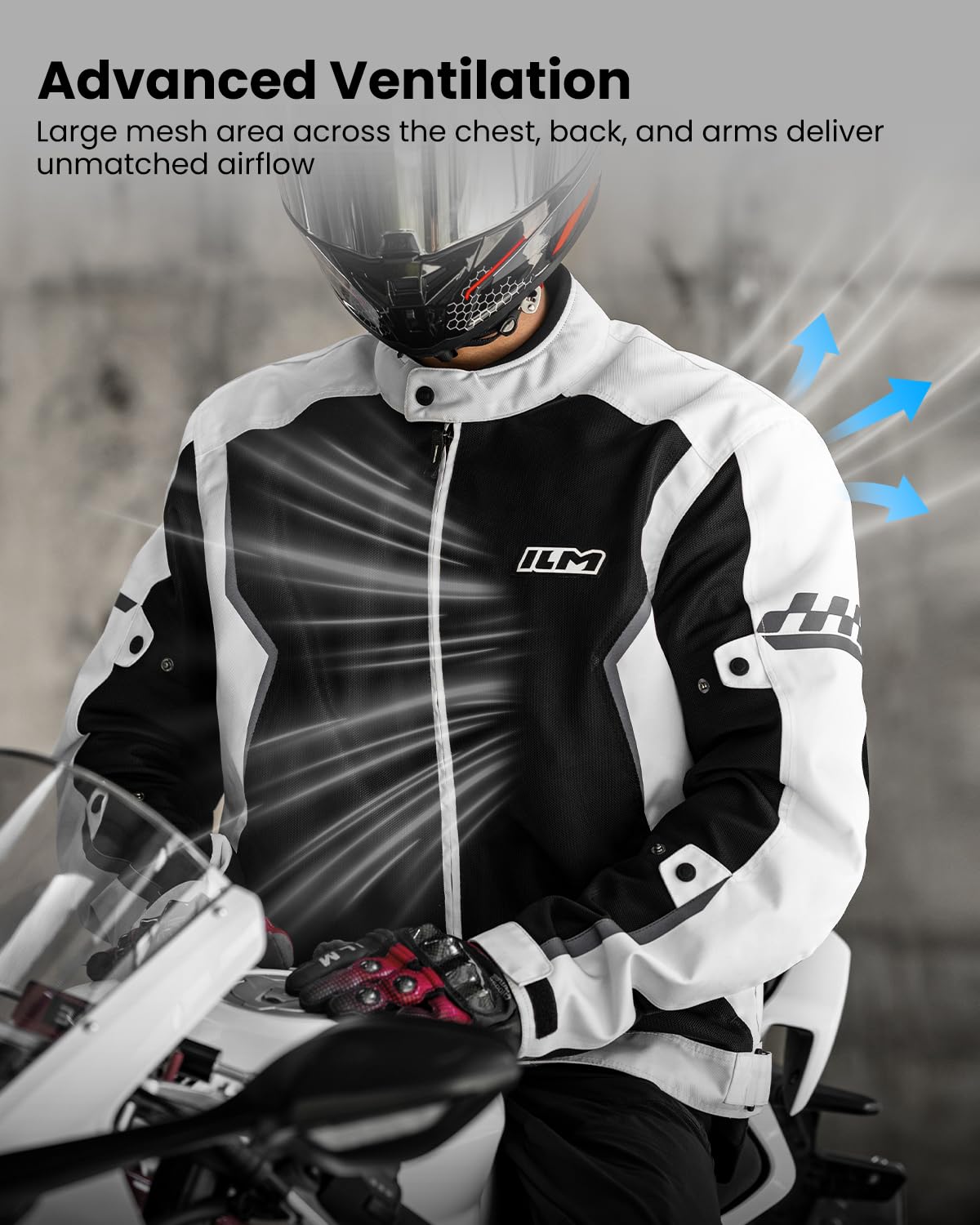 ILM Motorcycle Mesh Jacket with CE Armor for Men Model JM3