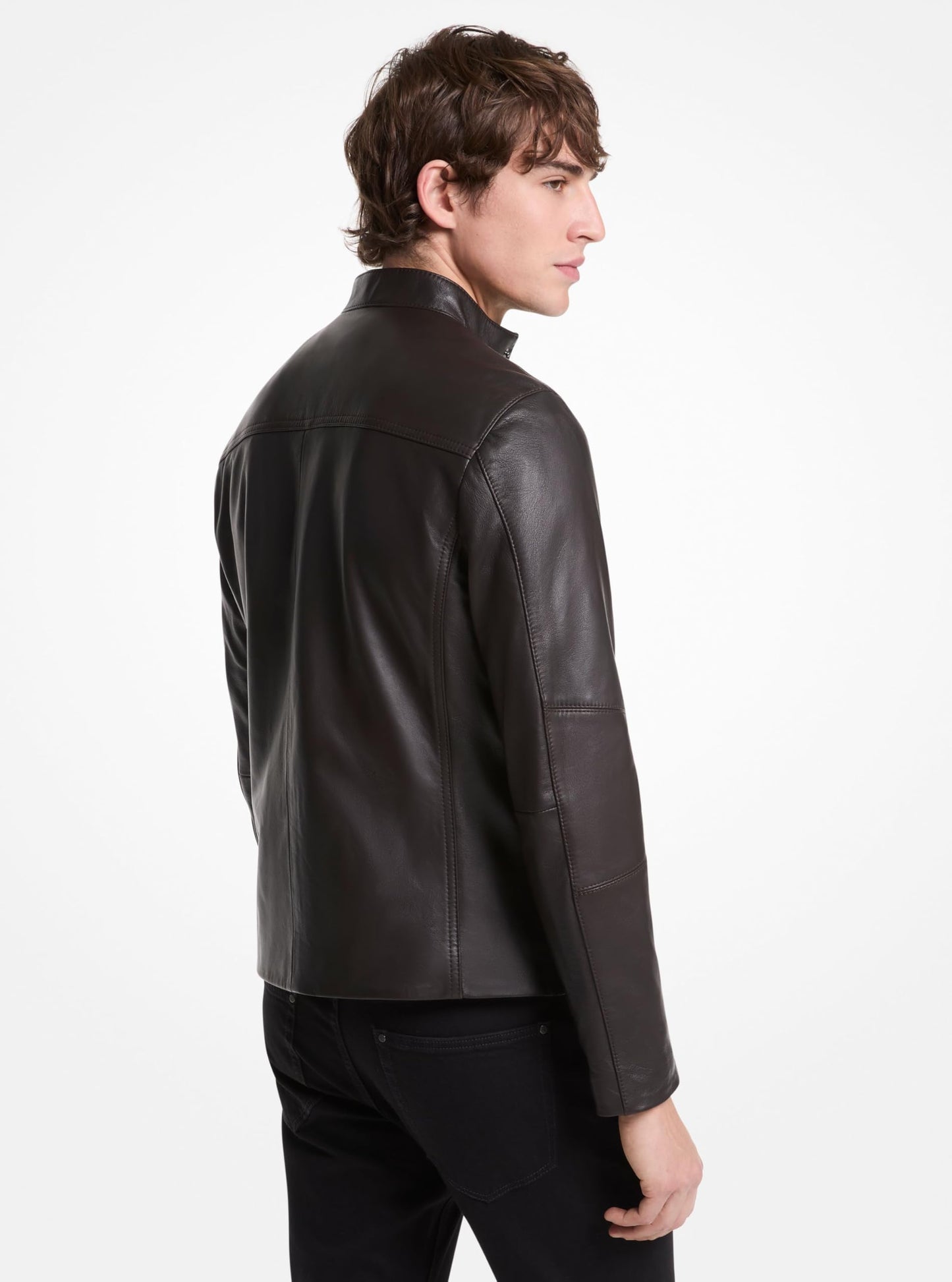 Michael Kors Men's Basic Racer Jacket, Chocolate, M