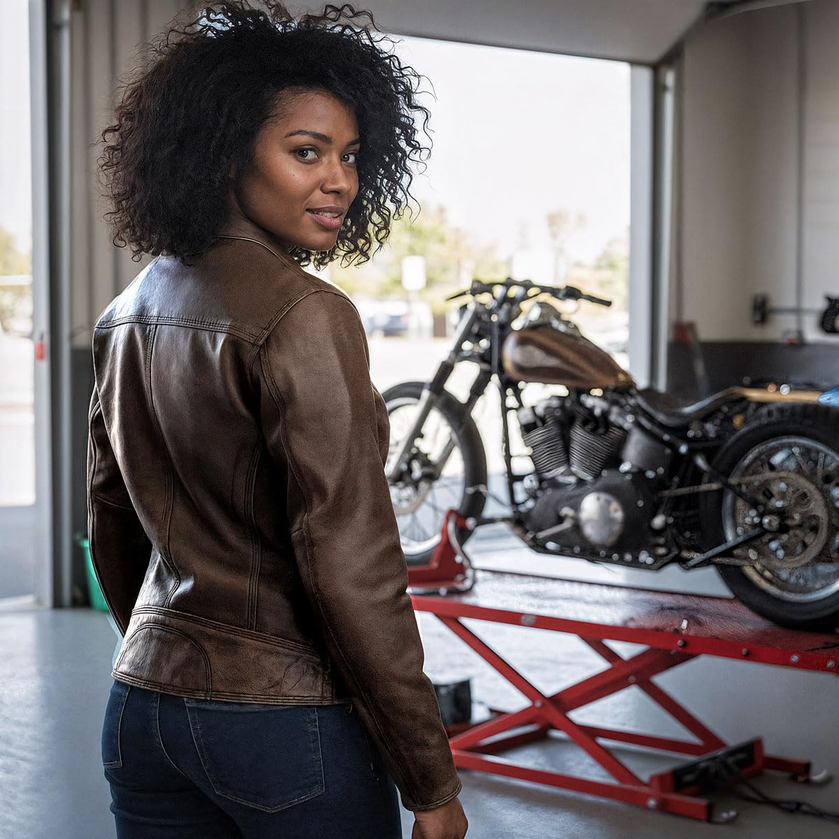 Hot Leathers Women’s Distressed Brown Leather Motorcycle Jacket with Conceal Carry Pockets