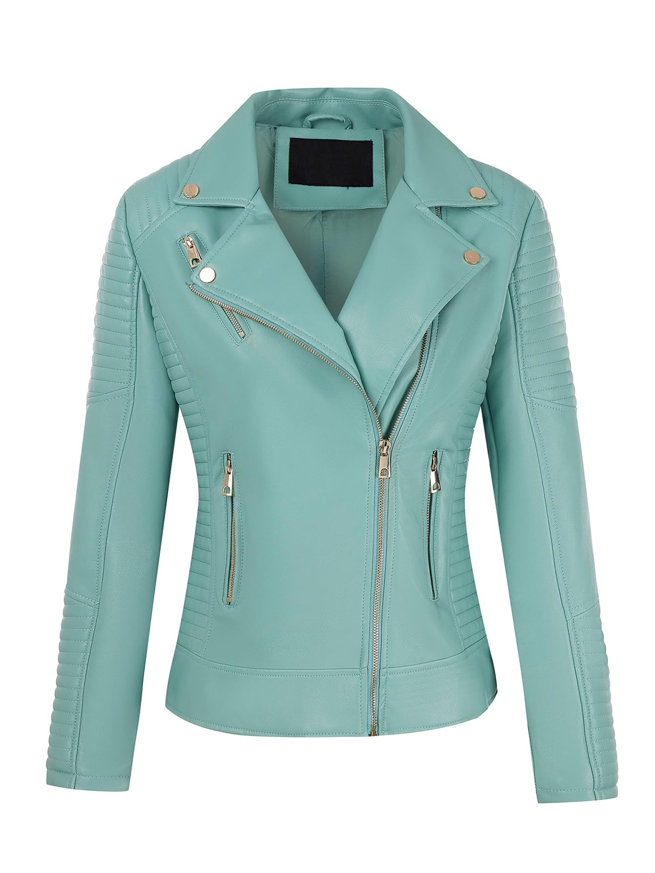 Pallivare Women's Faux Leather Motorcycle Cropped Coat Lapel Collar Jacket
