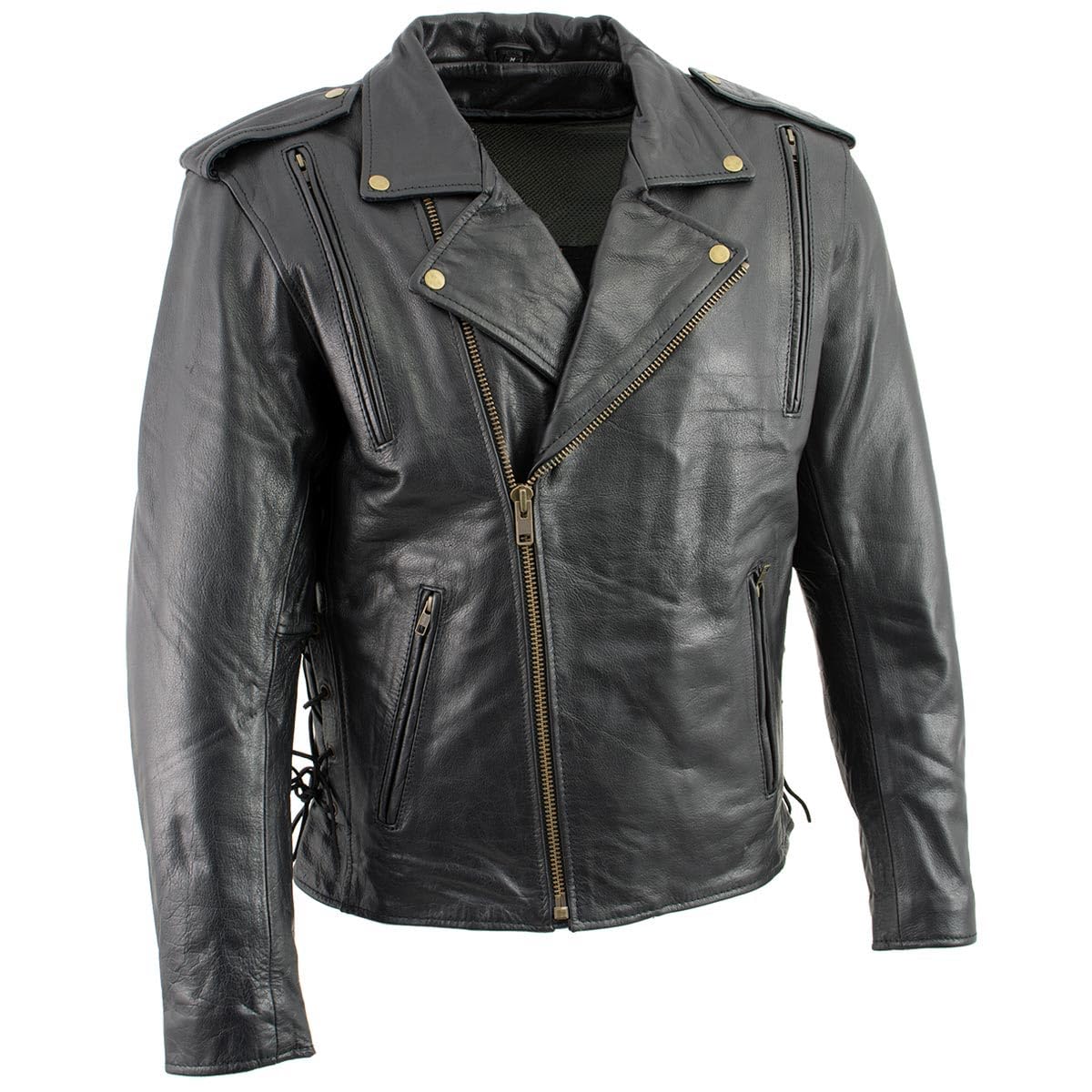 Milwaukee Leather LKM17004 Men's Classic Premium Black Vented Motorcycle Leather Biker Riders Jacket - X-Large