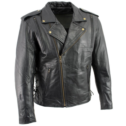 Milwaukee Leather LKM17004 Men's Classic Premium Black Vented Motorcycle Leather Biker Riders Jacket - X-Large