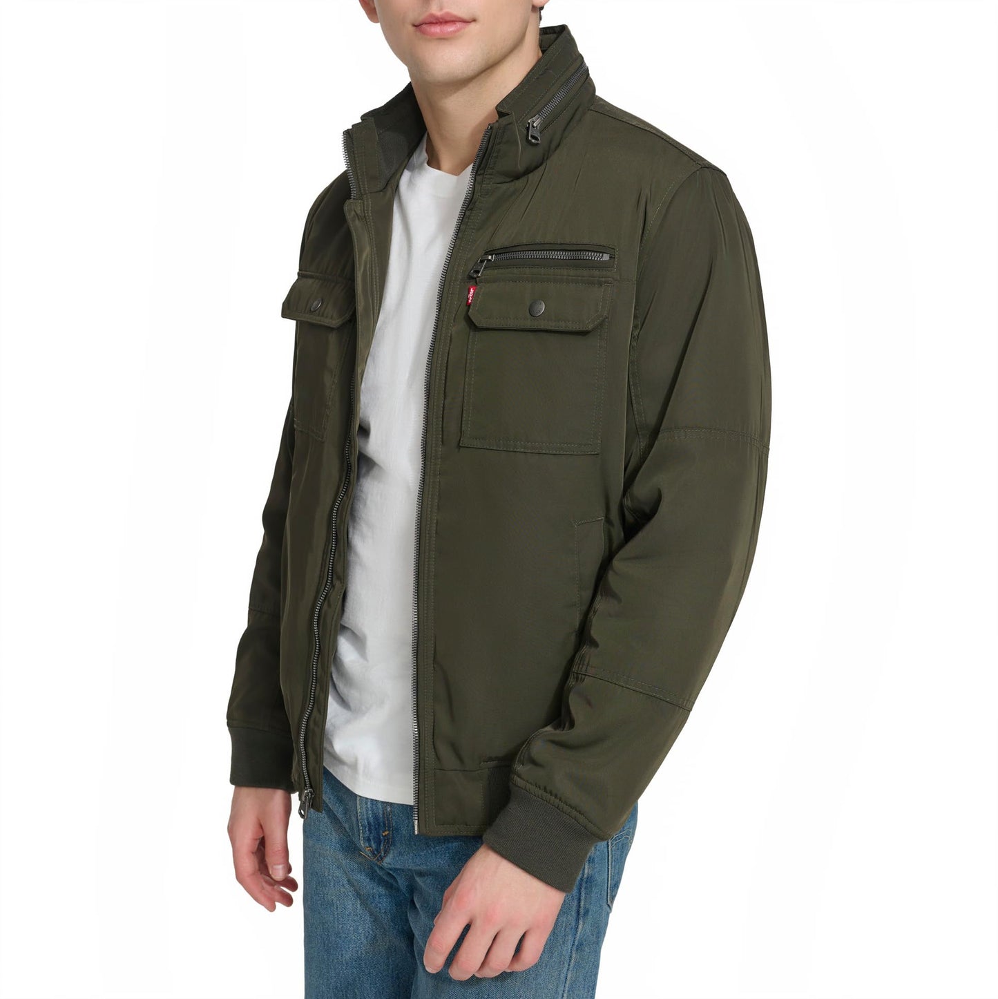 Levi's Stand Collar Utility Bomber Jacket, Army Green, M