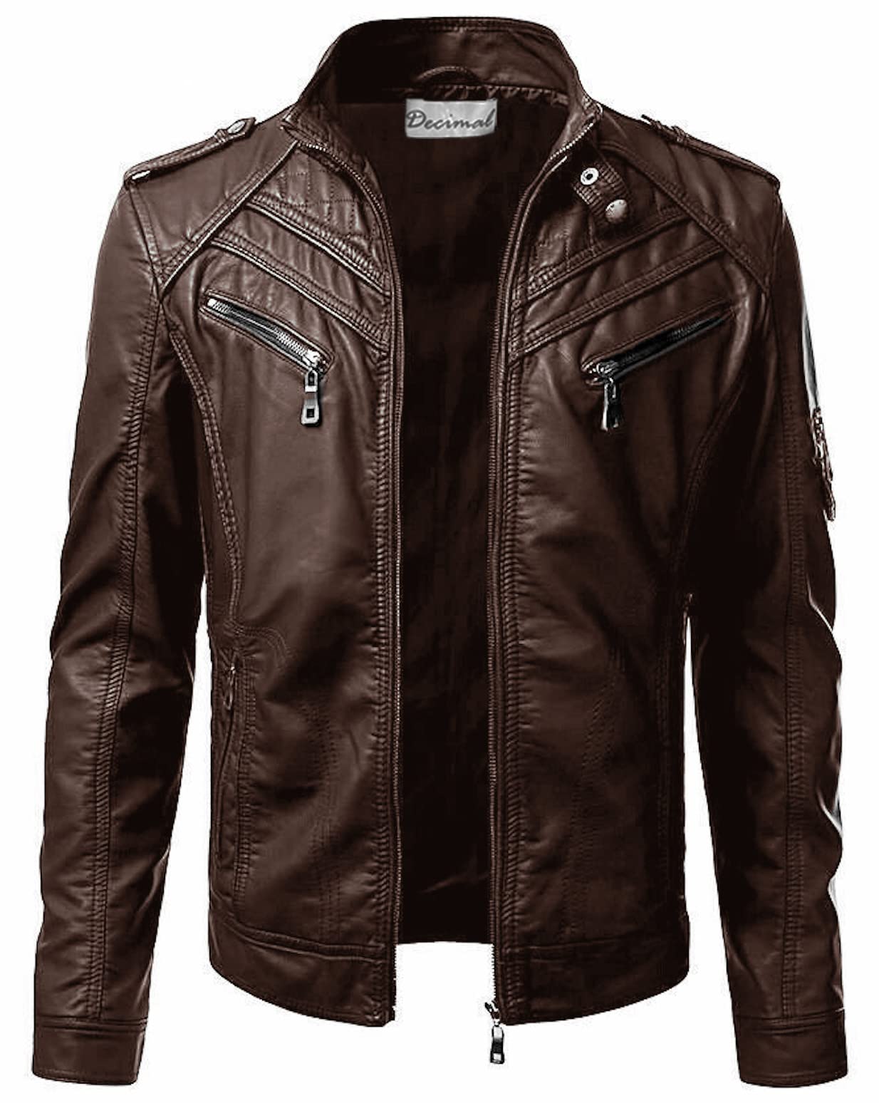 Men's Black Genuine Lambskin Leather Biker Jacket VINTAGE REAL MOTORCYCLE JACKETS FOR MEN (US, Alpha, Medium, Regular, Regular, BROWN)