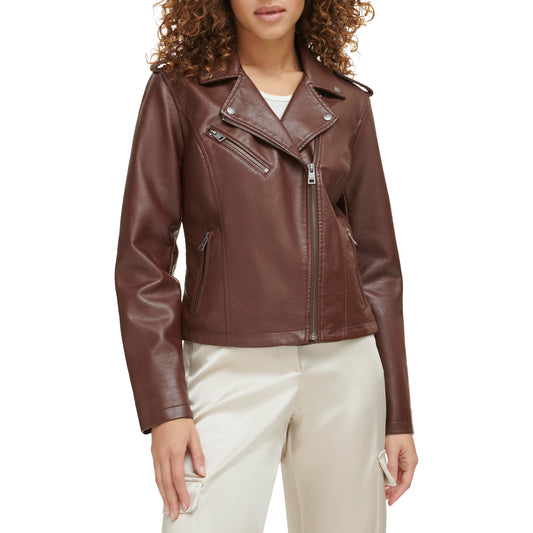 Levi's Women's Faux Leather Jacket, Chocolate Brown, Medium