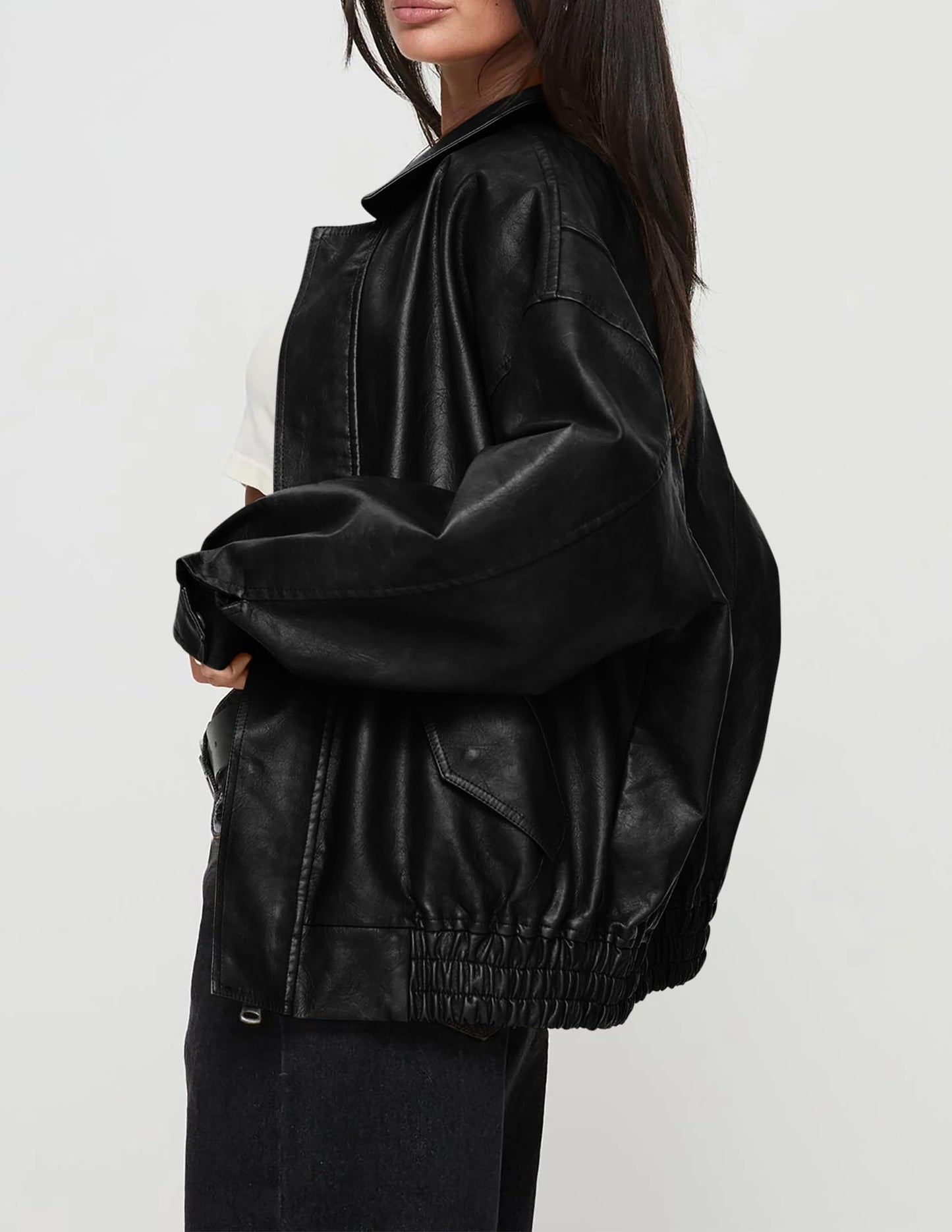 PRETTYGARDEN Women's Faux Leather Motorcycle Jackets(Black,Medium)