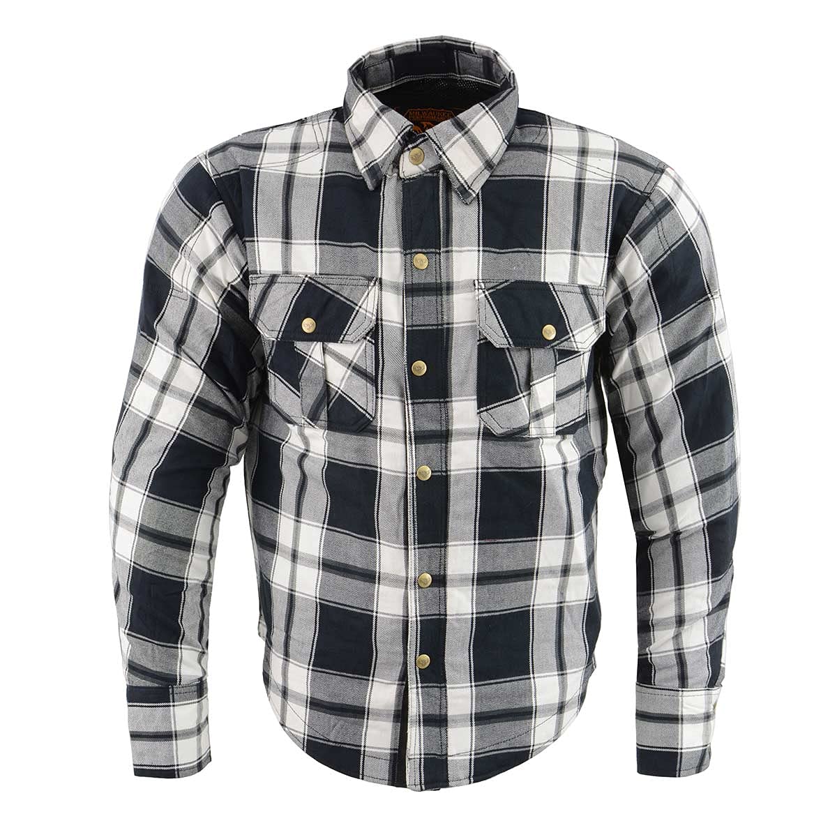 Milwaukee Leather Men's Long Sleeve Armored Flannel Shirt - Large