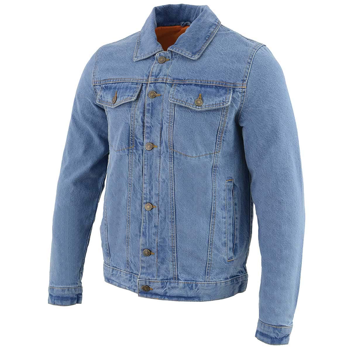 Milwaukee Leather Men's Classic Motorcycle Denim Jacket For All Weather and Riding - Large