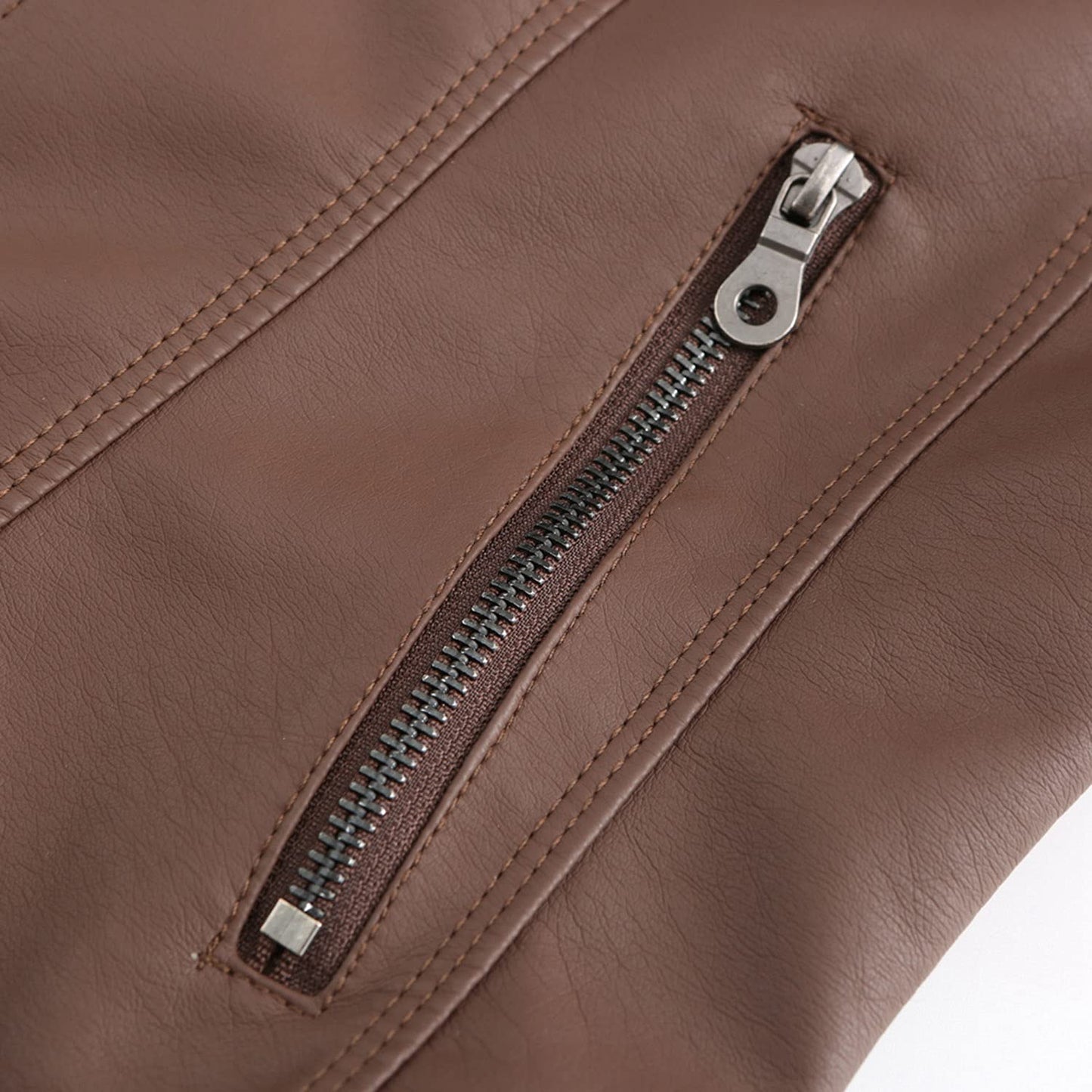 DEAR MODEL Faux Leather Jacket Women Bomber Jacket Women's Belted Motorcycle Jacket,Brown,M