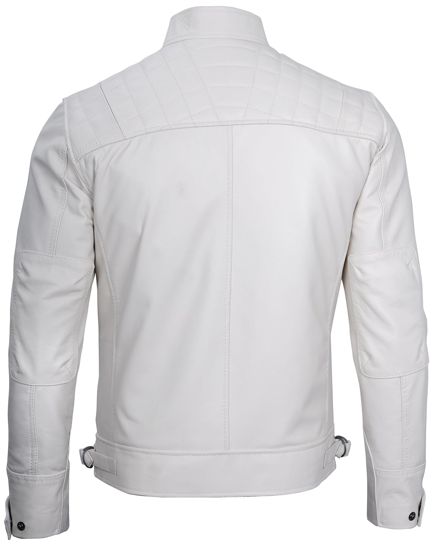 Decrum Cafe Racer Leather Jacket - Men Leather Jackets | [1123983] D1 White M