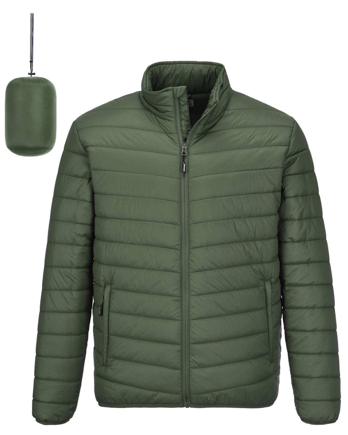 Outdoor Ventures Men's Lightweight Packable Puffer Winter Jacket Insulated Puffy Coat for Snow Ski Hiking Travel