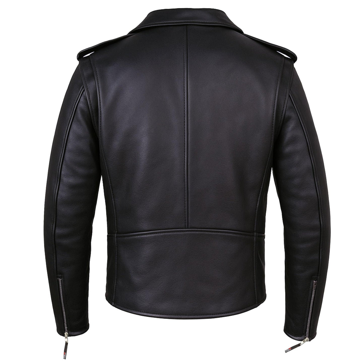 ICONIC Motorcycle Jacket for Men, Premium Buffalo Leather, Insulated Liner, Classic Side Laces, Cruiser Biker Black S
