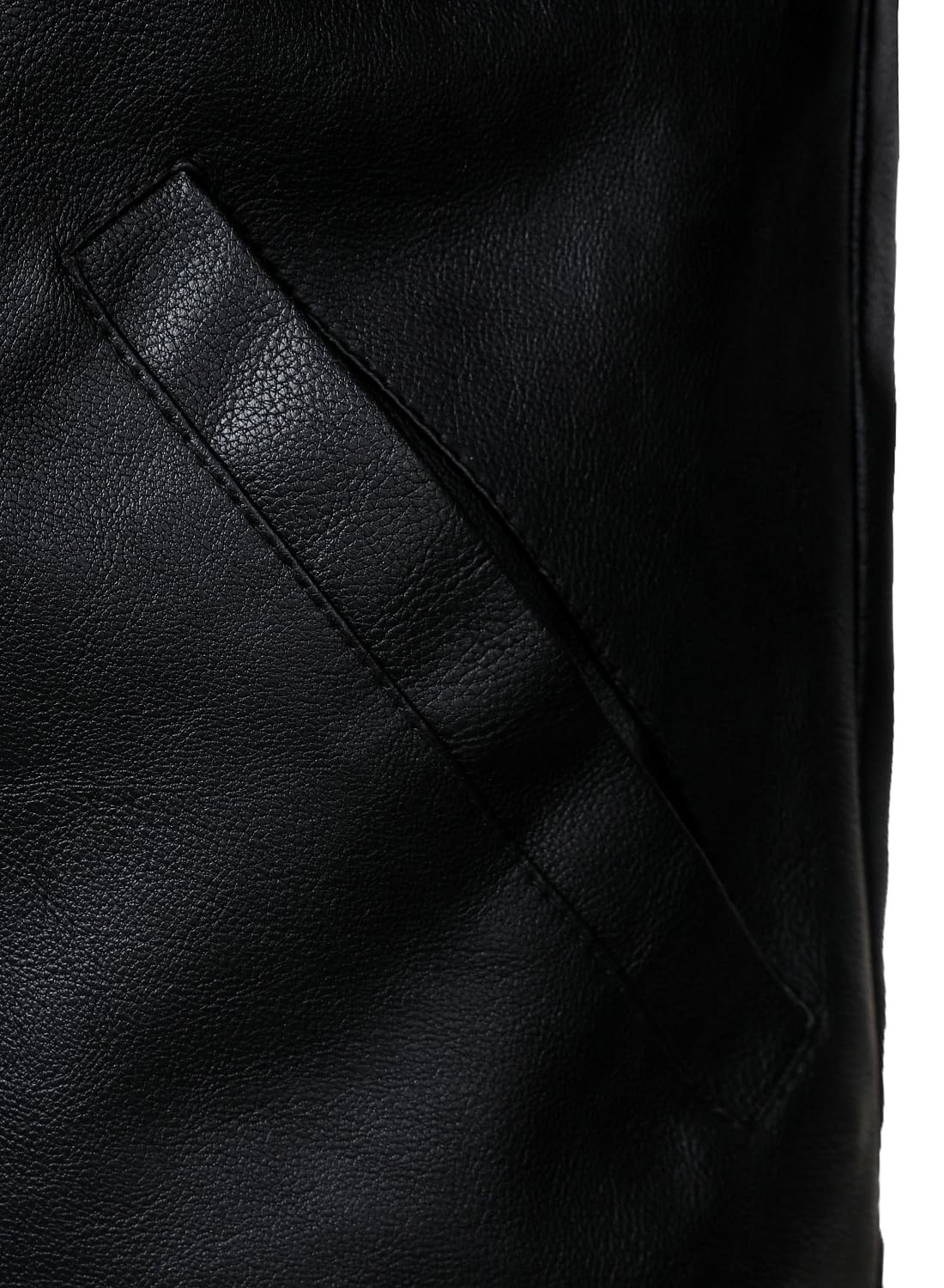 HOOD CREW Men’s Classic Faux Leather Jackets Turn Down Collar Leather Coat Lightweight Outerwear Biker Jacket Black L