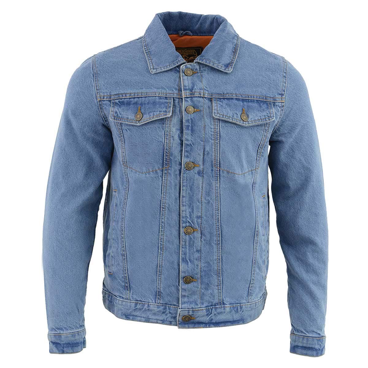 Milwaukee Leather Men's Classic Motorcycle Denim Jacket For All Weather and Riding - Large