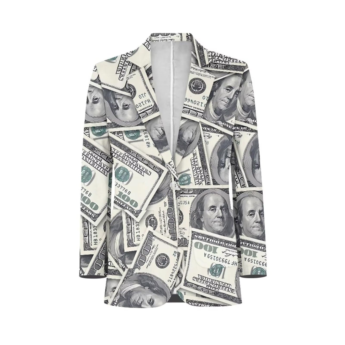 Psaytomey Men's Suit Notched Lapel Slim Fit Stylish Blazer Dress Suit Money Dollar Printed Blazer for Men Business Jackets Suit Jacket Lightweight Casual Blazer