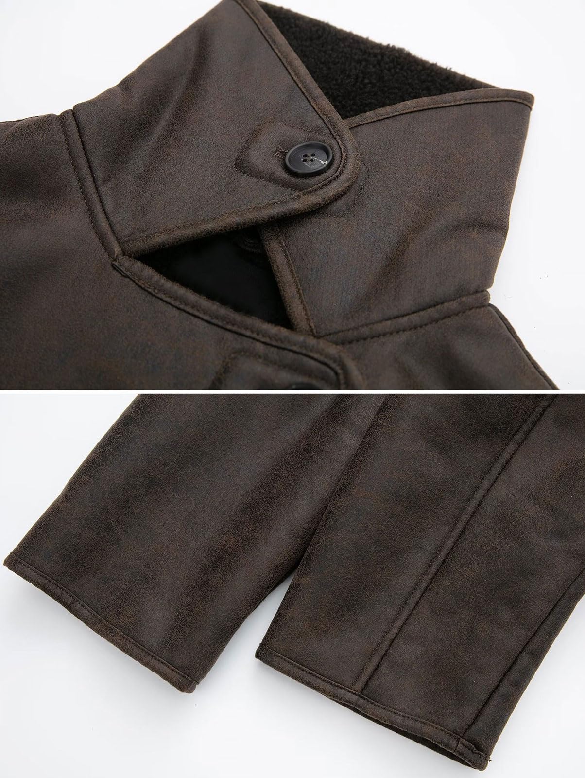 loveimgs Women Thicken Sherpa Lined Faux Suede Jacket Oversized Leather Coat Shearling Fleece Moto Jacket Biker Winter Overcoat (Medium, Brown)