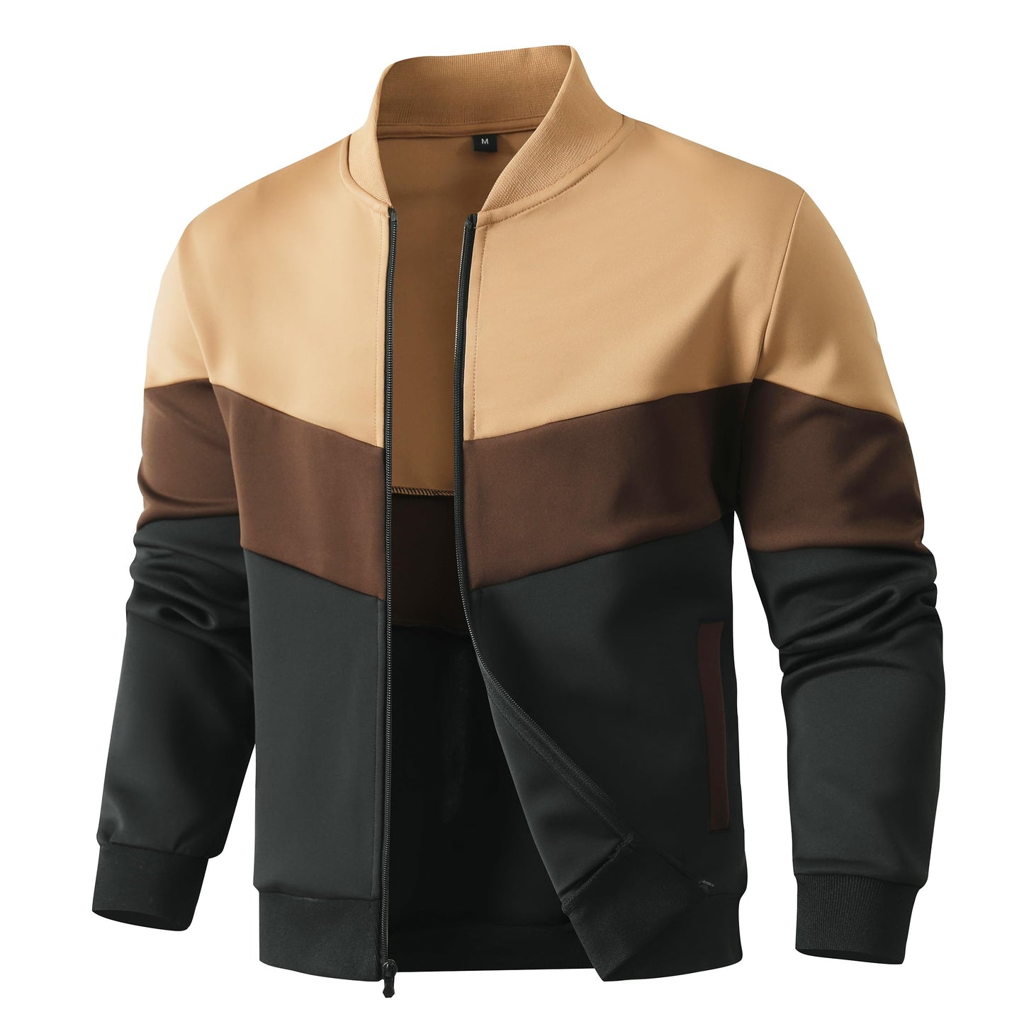 HYPESTFIT Men's Lightweight Jacket Casual Bomber Jacket Color Block Varsity Coat