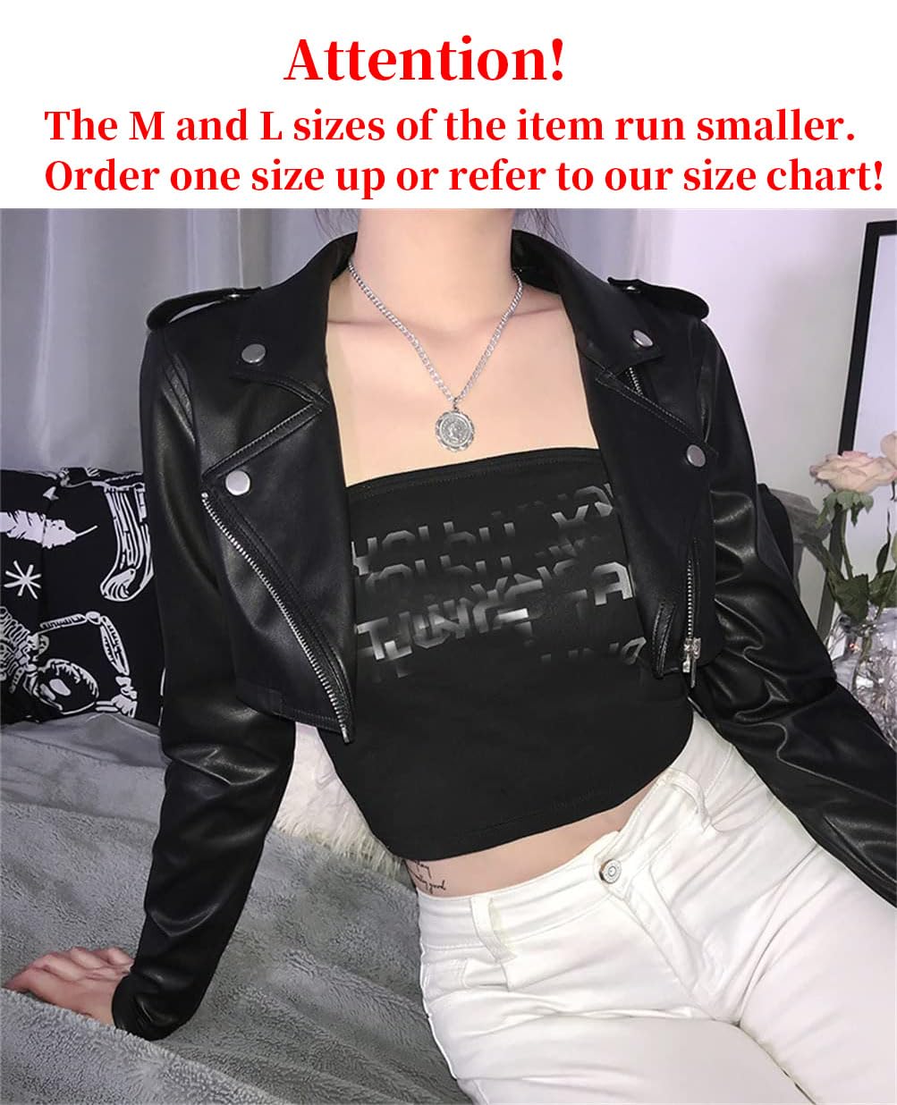 HeiBai Xiong Cropped Leather Jacket Goth Moto Half Jackets For Women Short Crop Top Emo Alt Y2K Steampunk