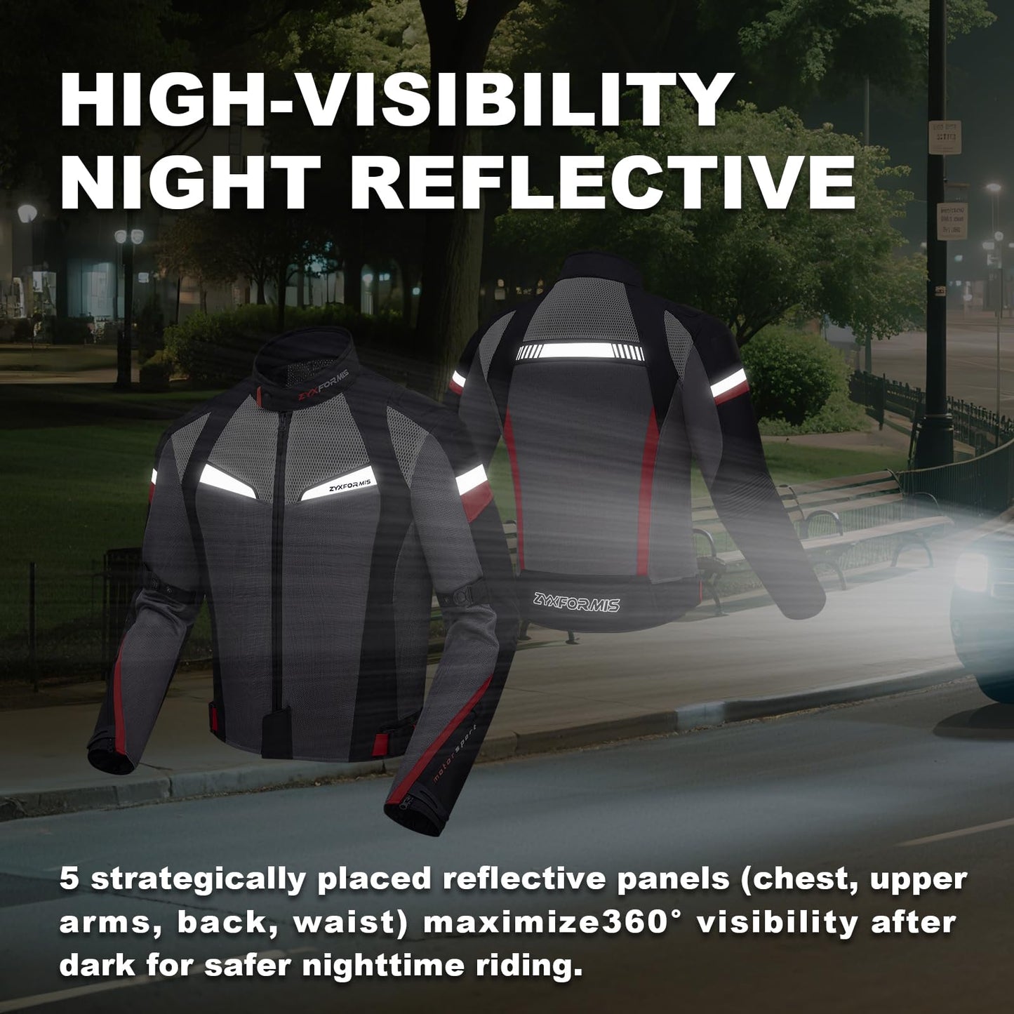 Zyxformis Summer Motorcycle Jacket, Breathable Mesh Motorcycle Riding Jacket For Men With CE Armored