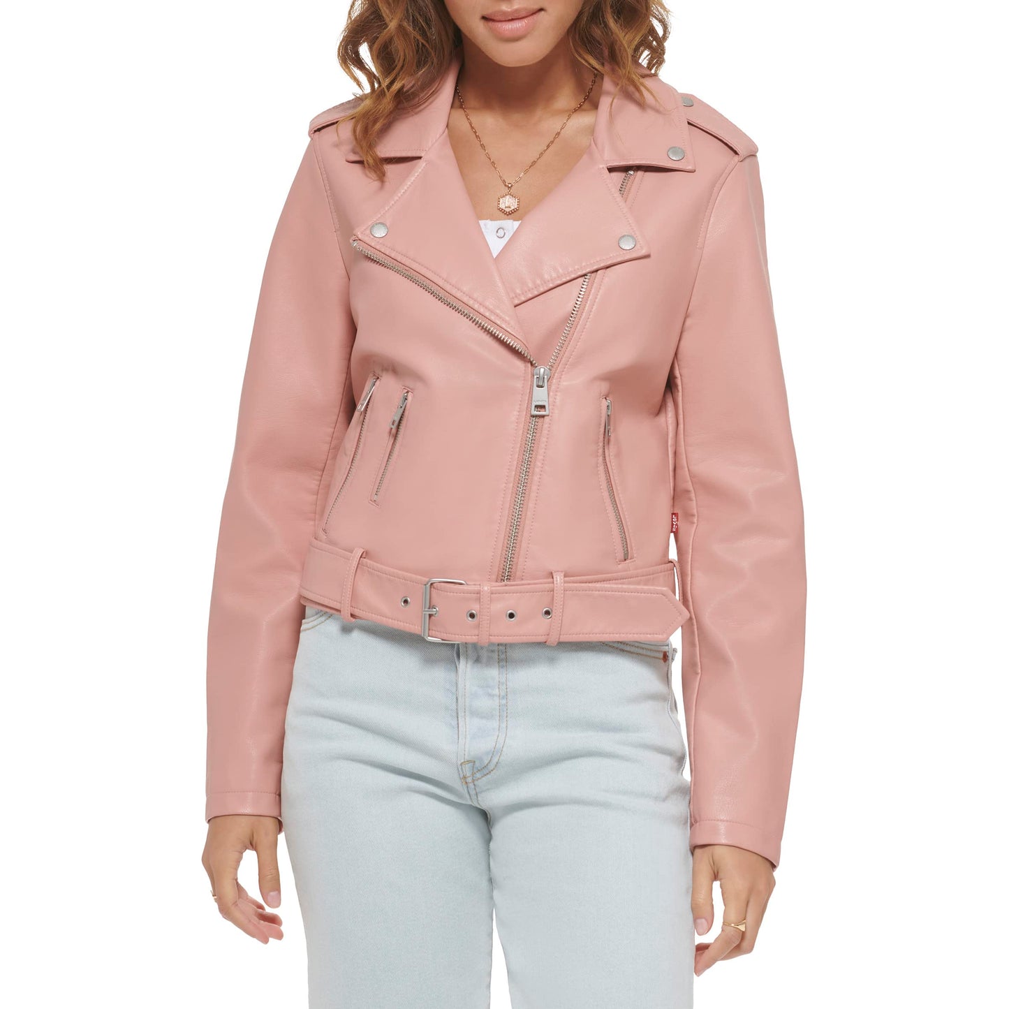 Levi's Women's Faux Leather Belted Motorcycle Jacket (Standard and Plus Sizes), Cameo Brown, X-Small