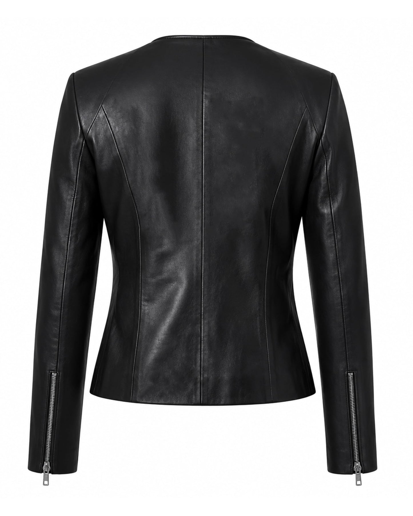 Jild Stylish Collarless Leather Jacket Women – Slim Fit Elegant Style Womens Lightweight Lambskin Leather Jacket (Bas.Wo-Blk-M)
