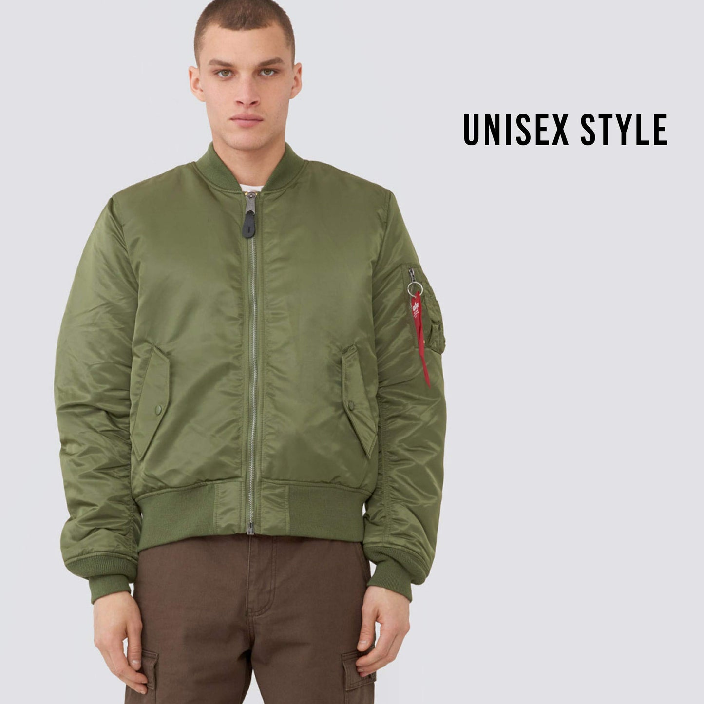Alpha Industries MA-1 Slim Fit Bomber Flight Jacket - Fighter Pilot Flight Jacket - Sage, S