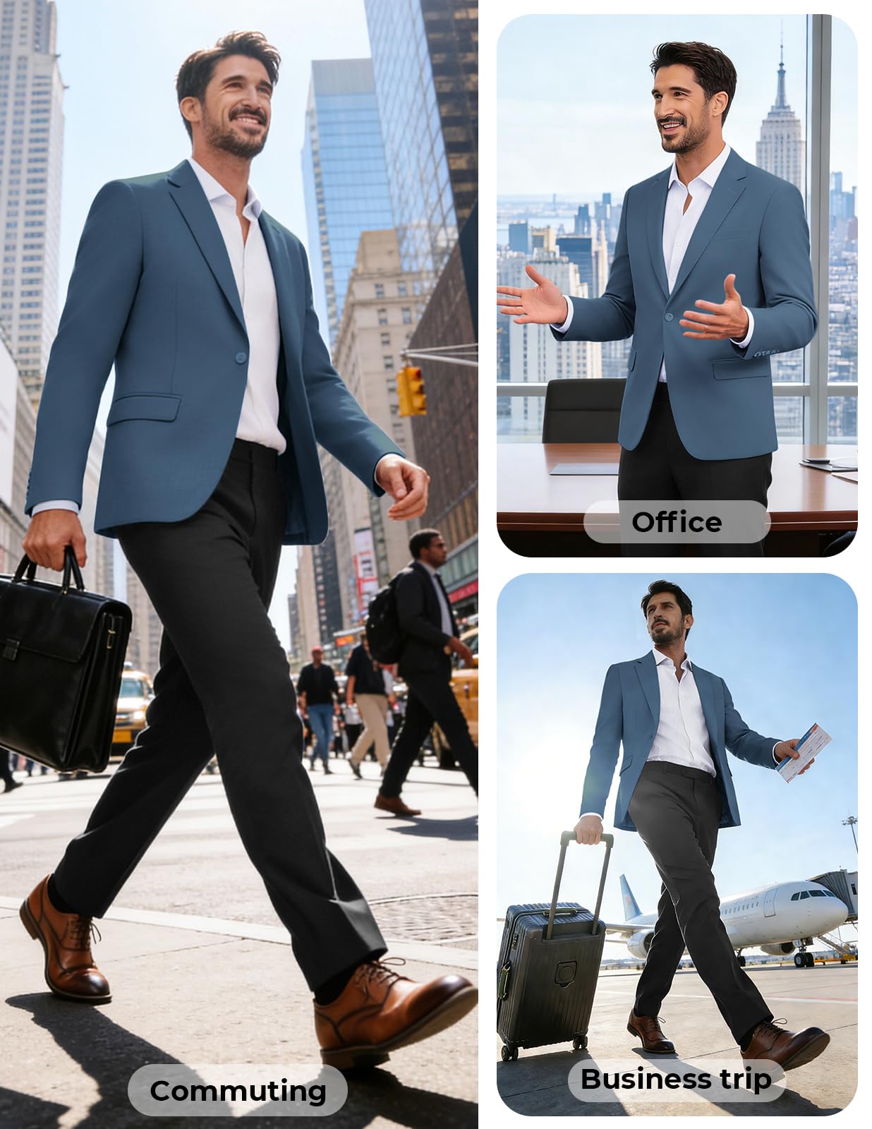 PJ PAUL JONES Casual Sport Coat for Men Stylish Regular Fit Sport Jacket Summer Blazers Denim Blue