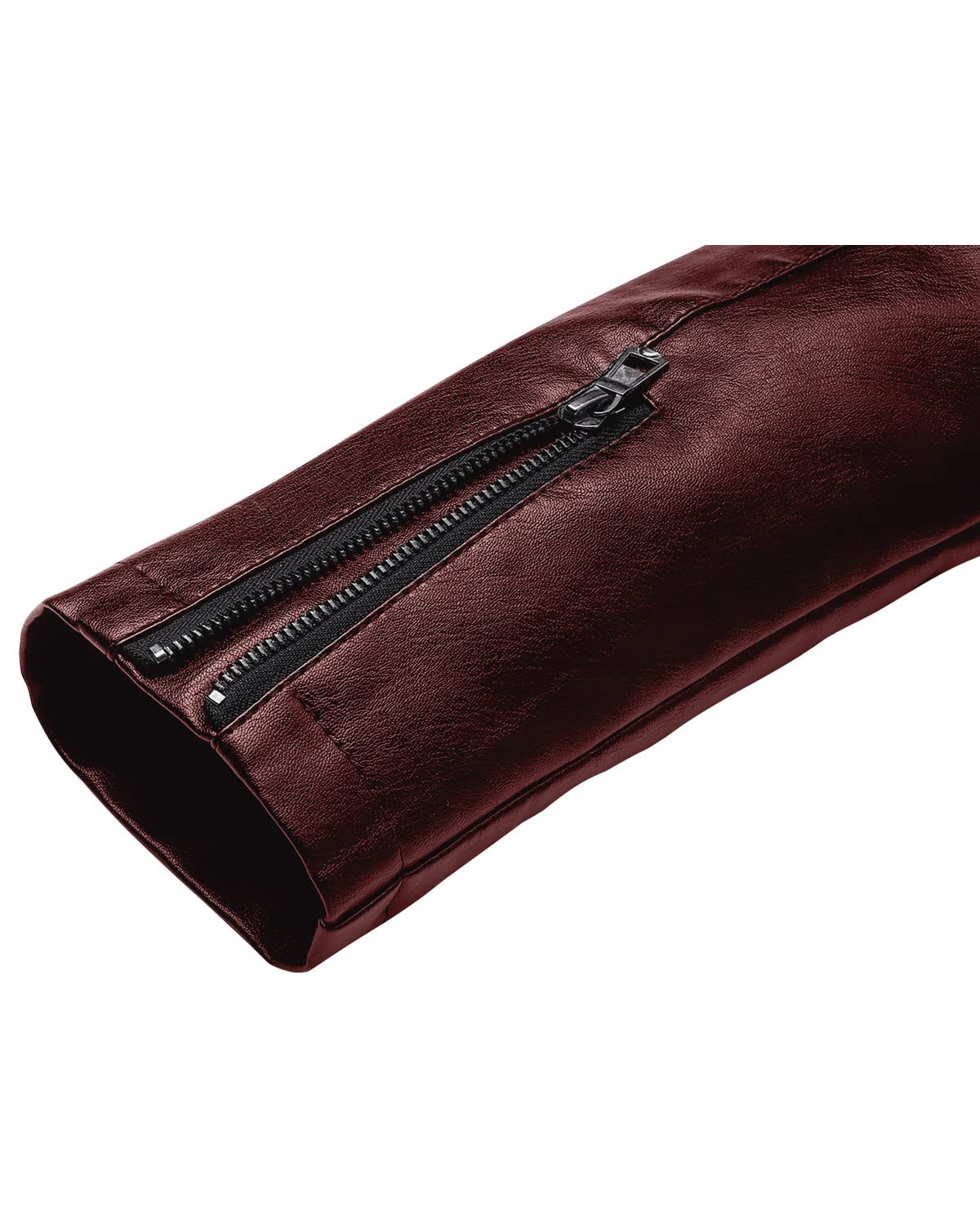 Fairylinks Leather Jacket Men Casual Zip Up, Burgundy, Small