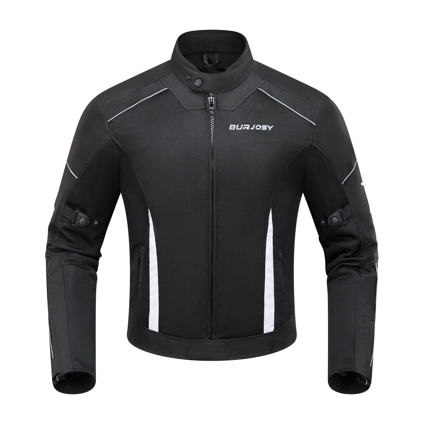 Burjosy Mesh Motorcycle Jacket for Men, Summer Motorbike Biker Jacket, Reflective Lightweight Breathable Riding Jacket Protective Gear Armored