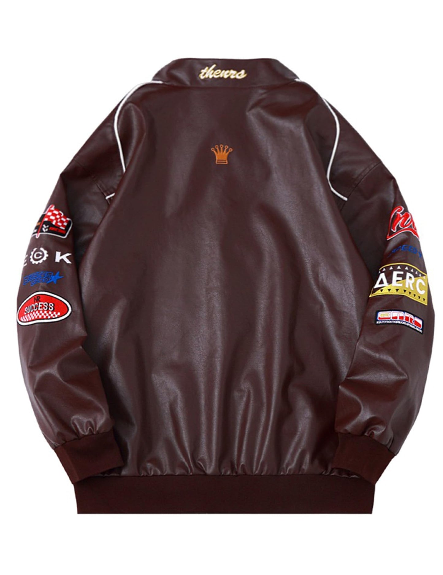 Aelfric Eden Faux Leather Jacket Oversized Racing Motorcycle Jackets Moto Coats Unisex Trendy Streetwear Jacket