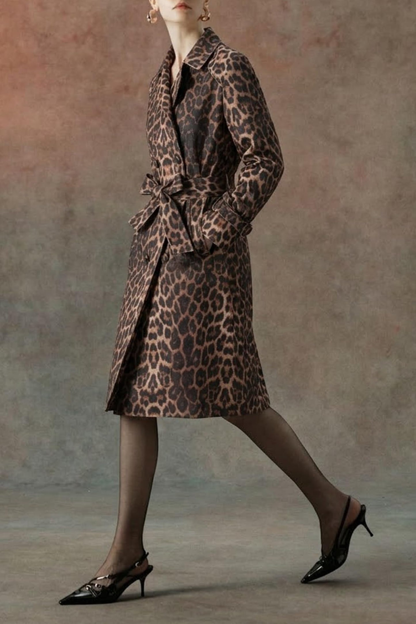 Bellivera Women Faux Suede Leather Jacket,Spring Fall Clothes Winter Long Trendy Trench Coat, Lightweight Windbreaker with Belt 18CLA Leopard M
