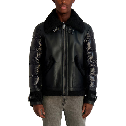 KARL LAGERFELD Paris Men's Outerwear Faux Shearling, Black, XX-Large
