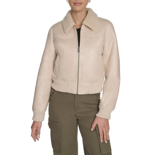 Levi's Women's Faux Shearling Western Bomber, Almond Milk, X-Large