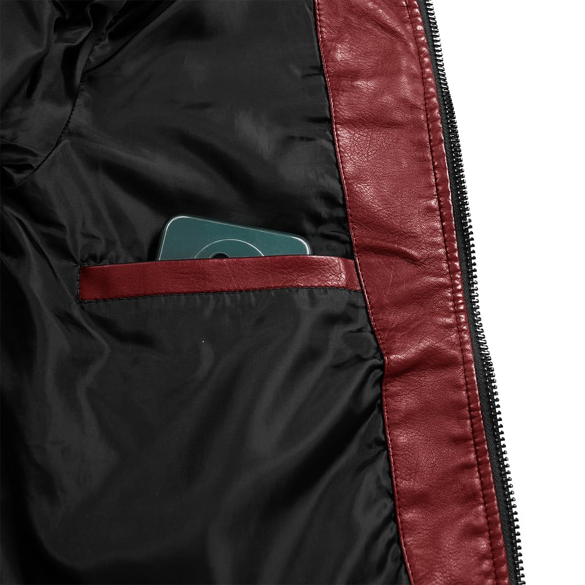 YXYSZZ Men's Motorcycle Jacket Faux Leather Zipper Coat Cycling Windproof(L,Z2906rd)