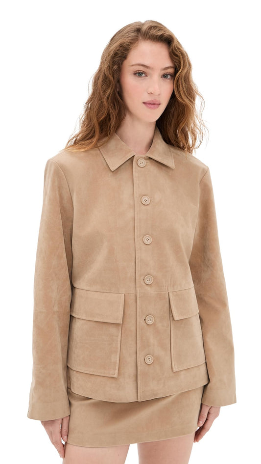 JOE'S JEANS Women's The Vegan Suede Chore Coat, Camel, S
