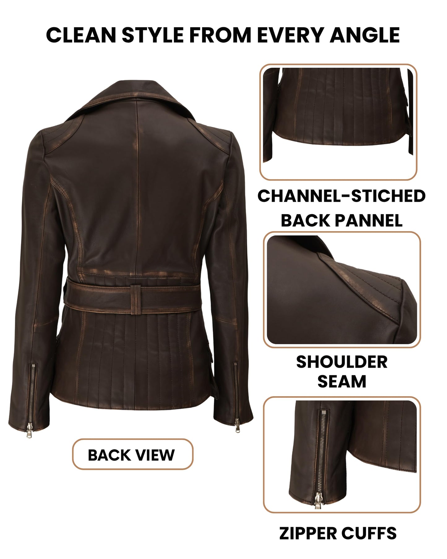 Decrum Leather Blazer Jackets - Leather Jacket for Women | [1302162] Victoria Brown, S