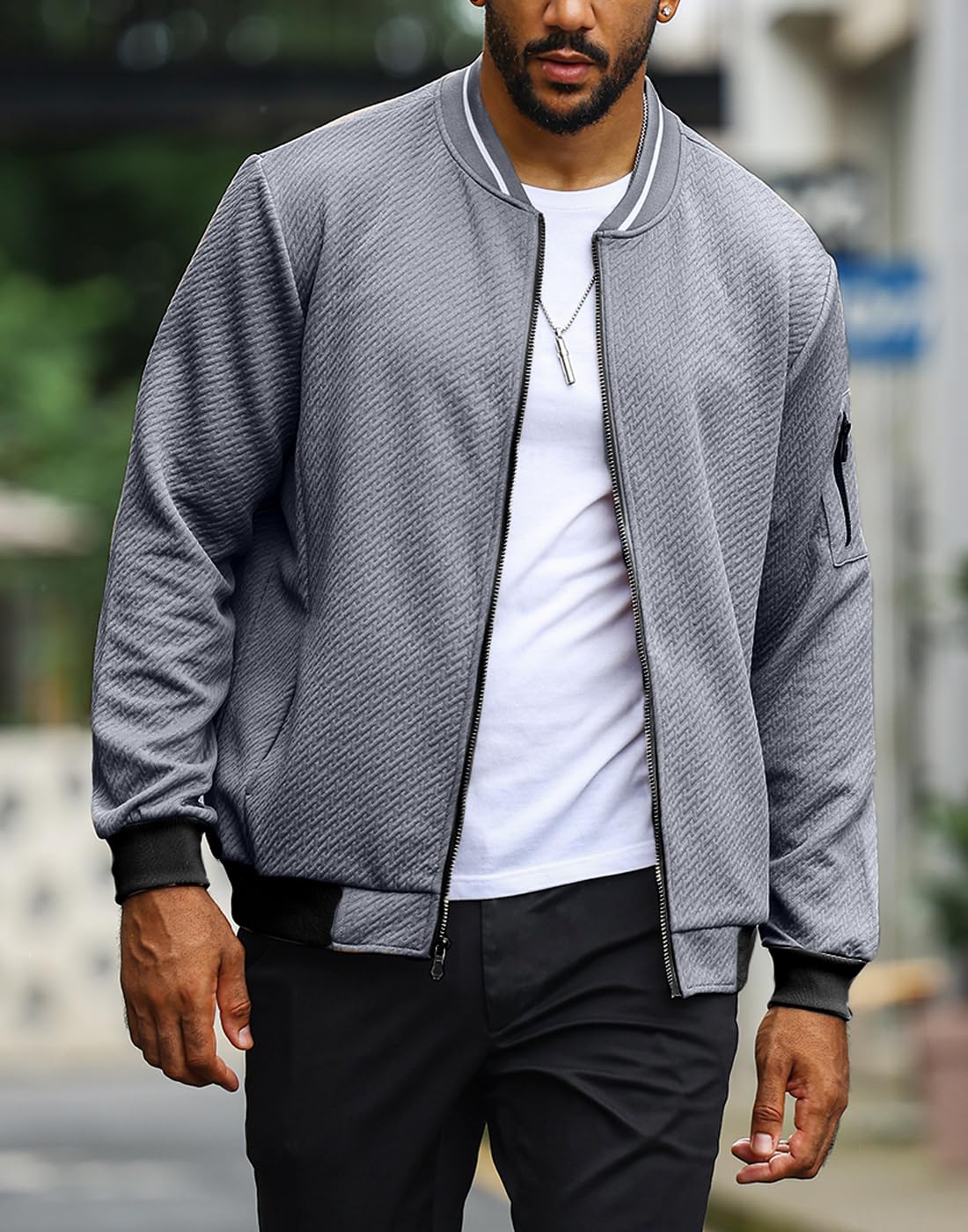 SAVKOOV Mens Loose Fit Lightweight Jacket Casual Stylish bomber Jacket
