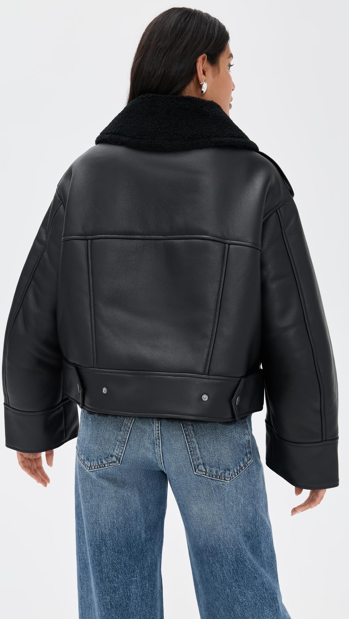 UGG Women's Finnian Luxefluff Moto Jacket Coat, Black, XL