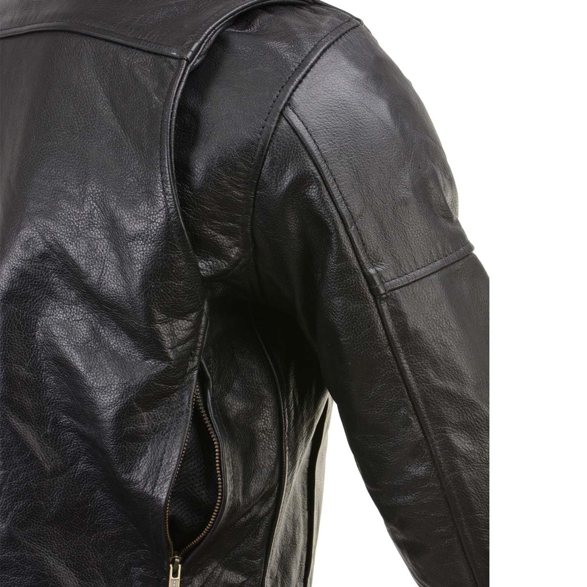 Milwaukee Leather Men's Black Leather CE Armored Biker Jacket, LKM17015 - Large