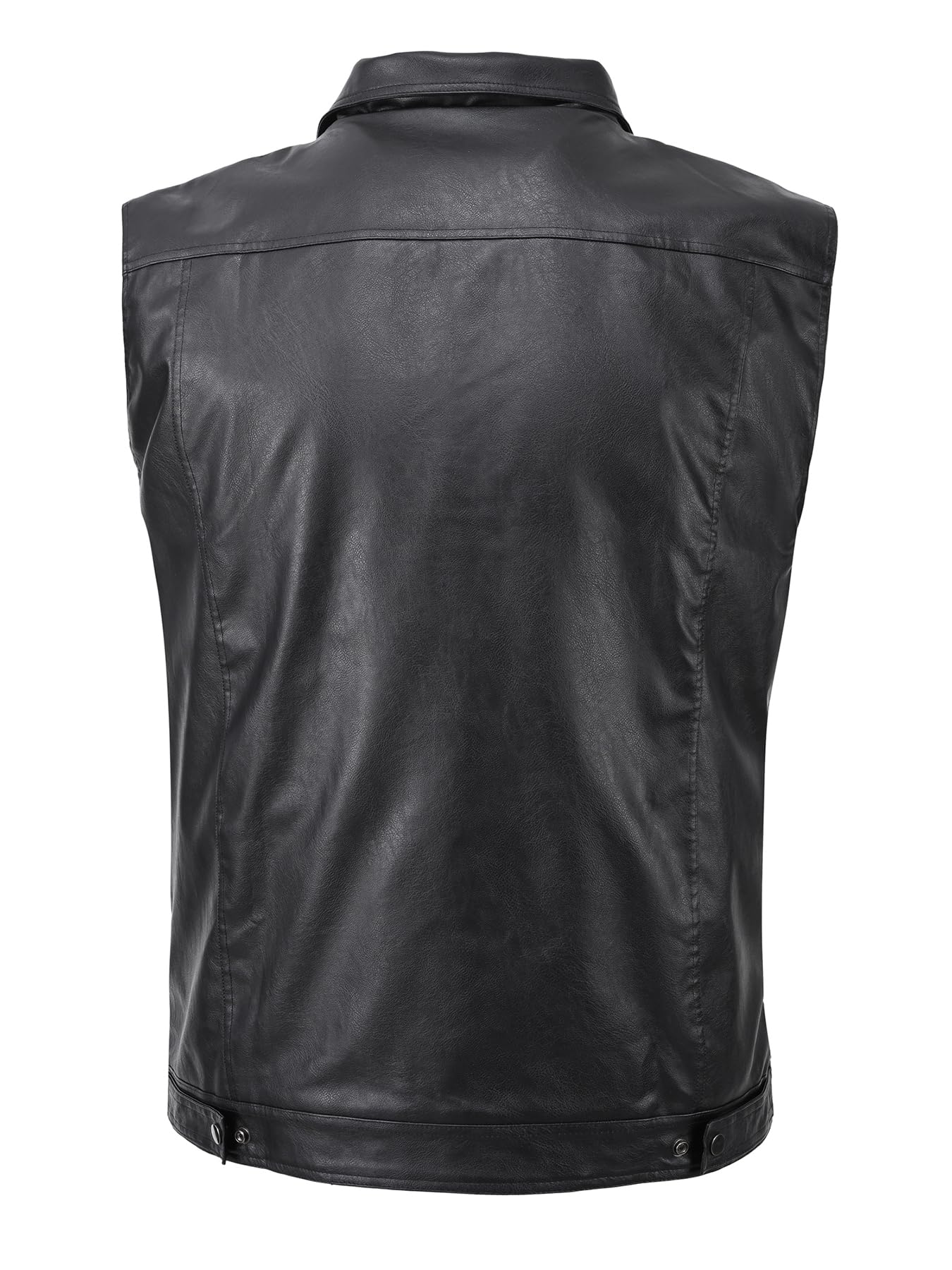 DSDZ Men's Zipper PU Faux Leather Sleeveless Waistcoat Motorcycle Biker Vest Jacket Black S