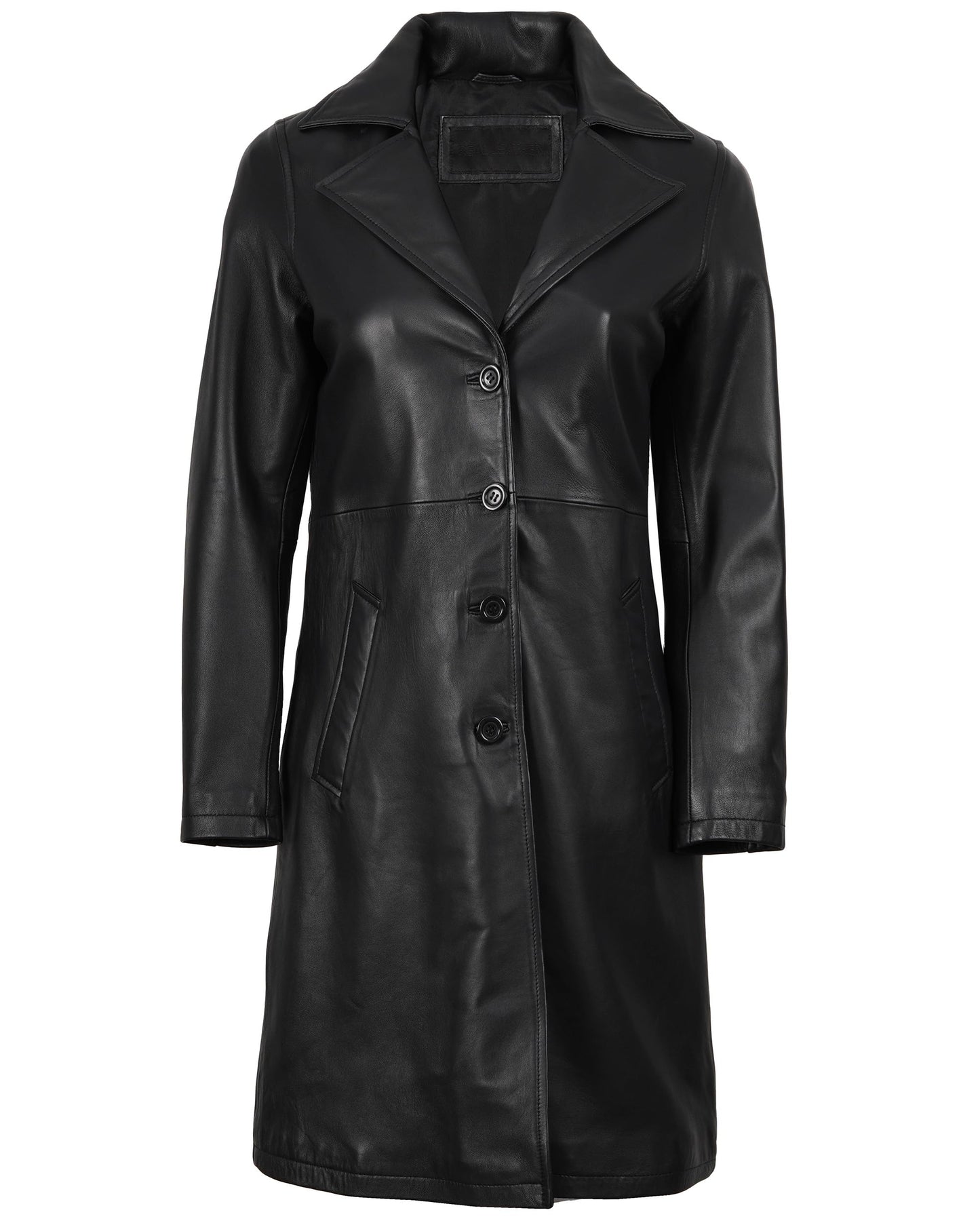 Decrum Womens Black Real Leather Coat Jacket for Adult | [1514274] Btmn Coat, L